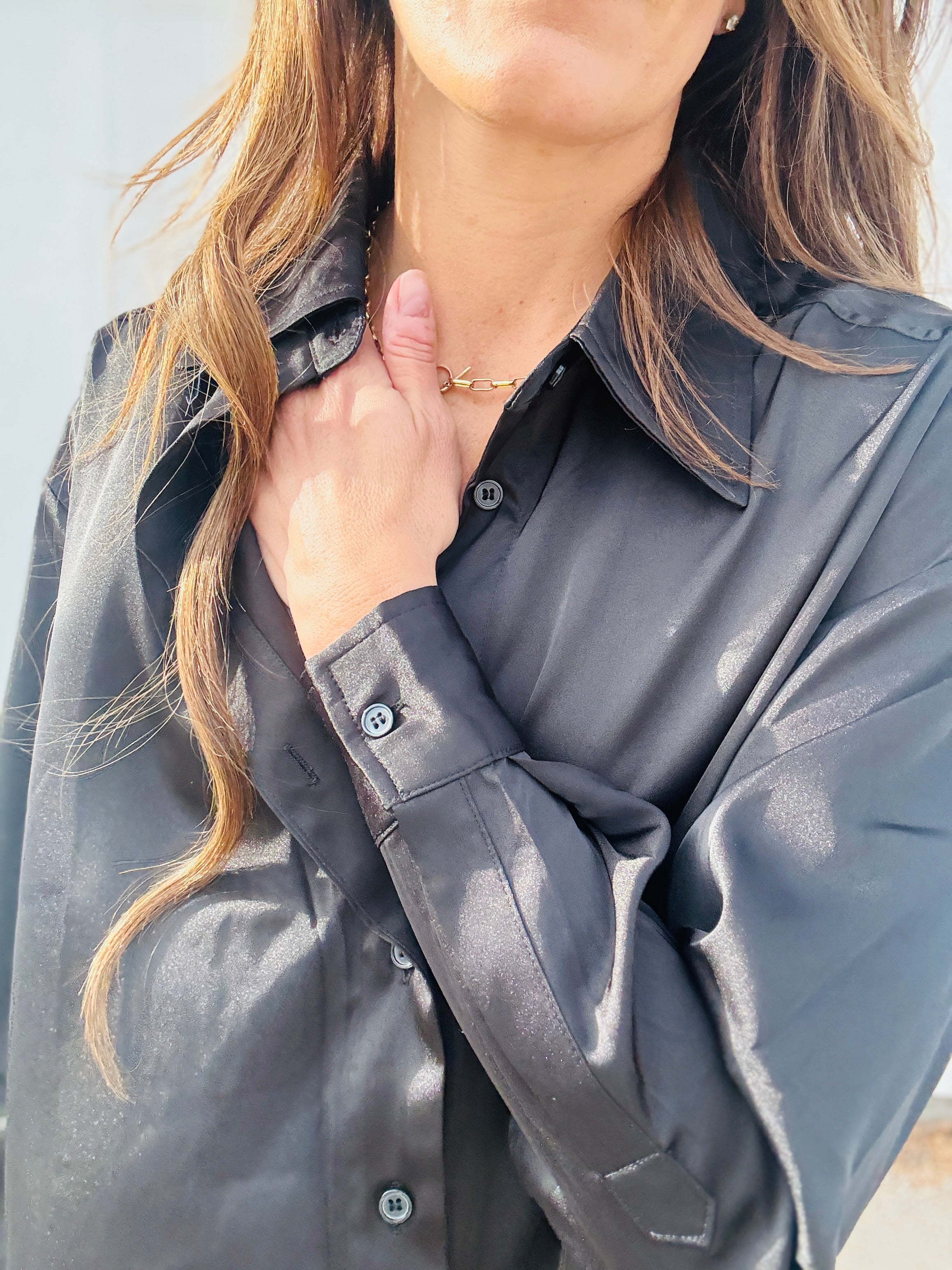 Lace Back Button Down