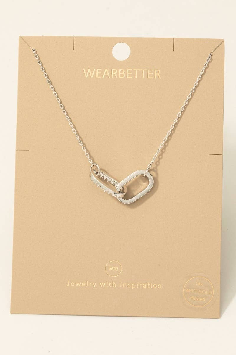 Pave Oval CZ Link Necklace