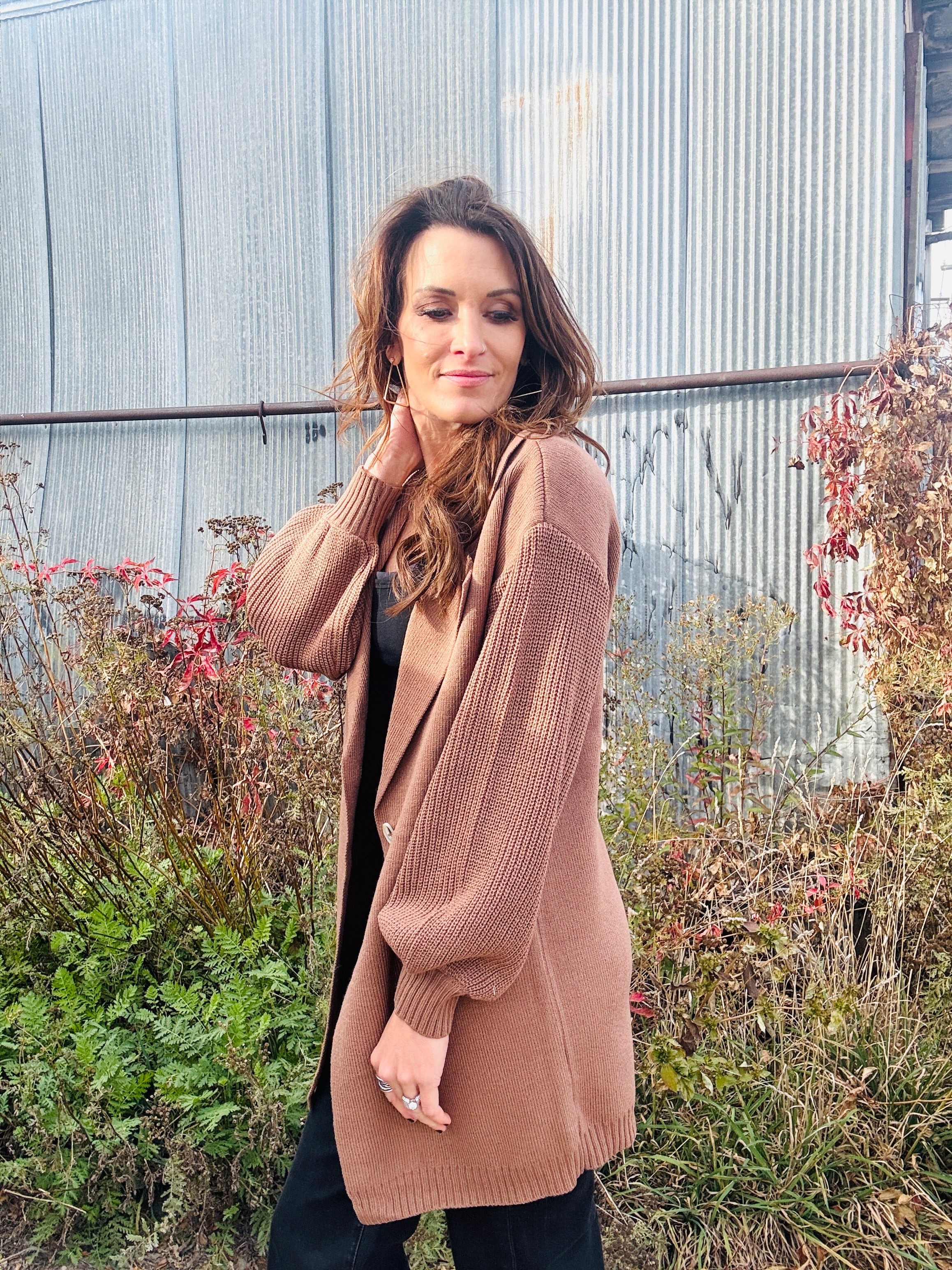 Lapel Collar Knit Jacket