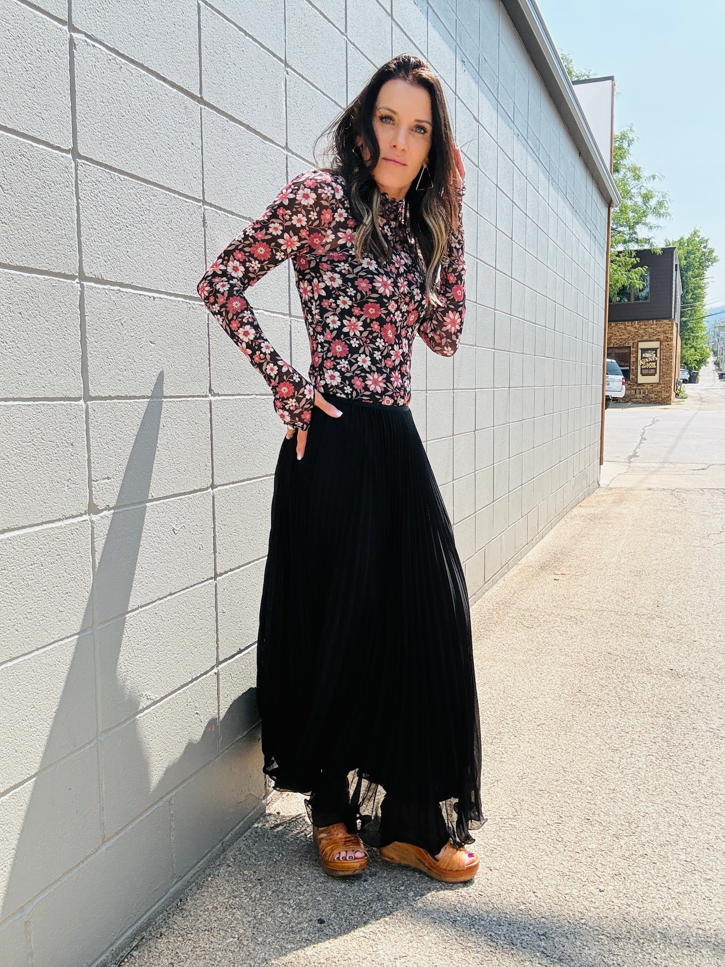 Pleated Maxi Skirt