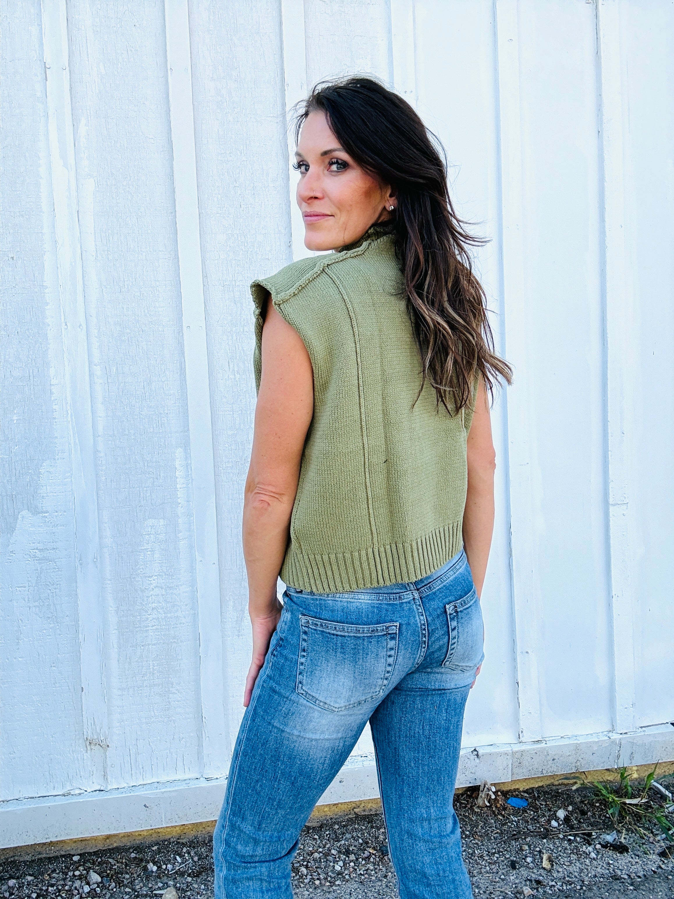 Meg Exposed Seam Sleeveless Sweater