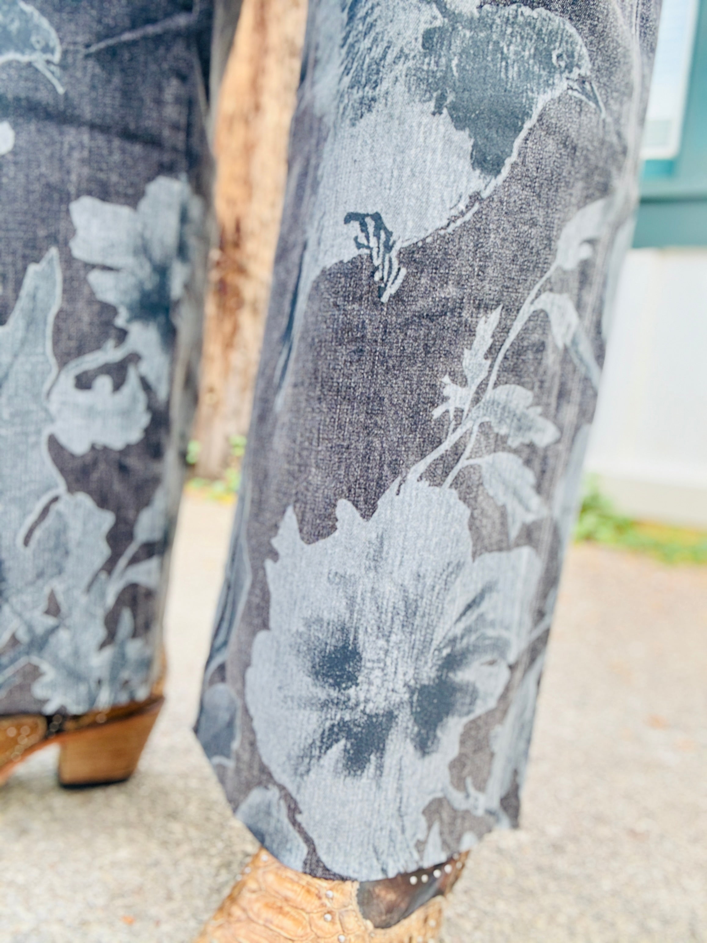 Floral & Bird Print Jean