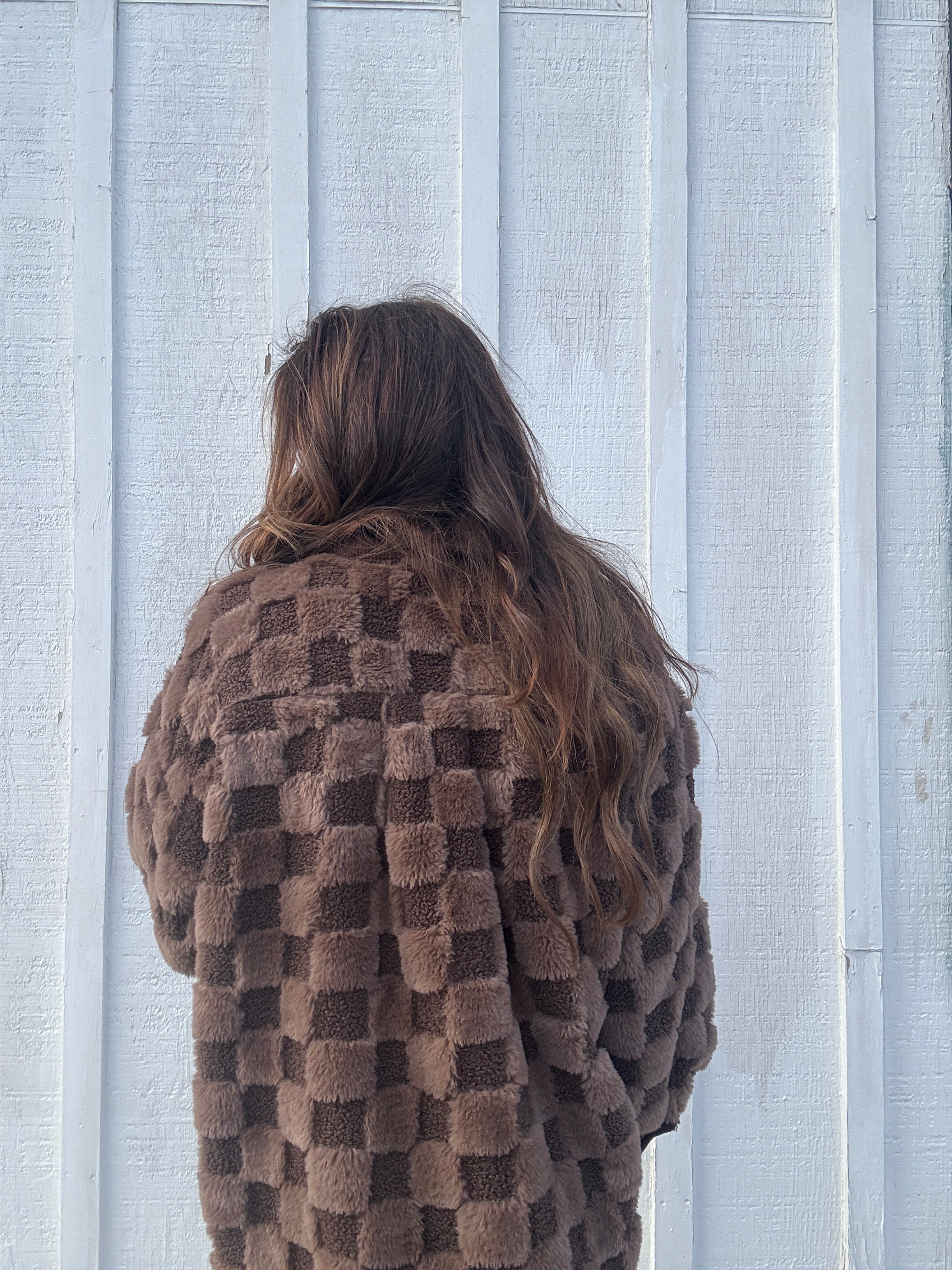 Checkered Shearling Shacket