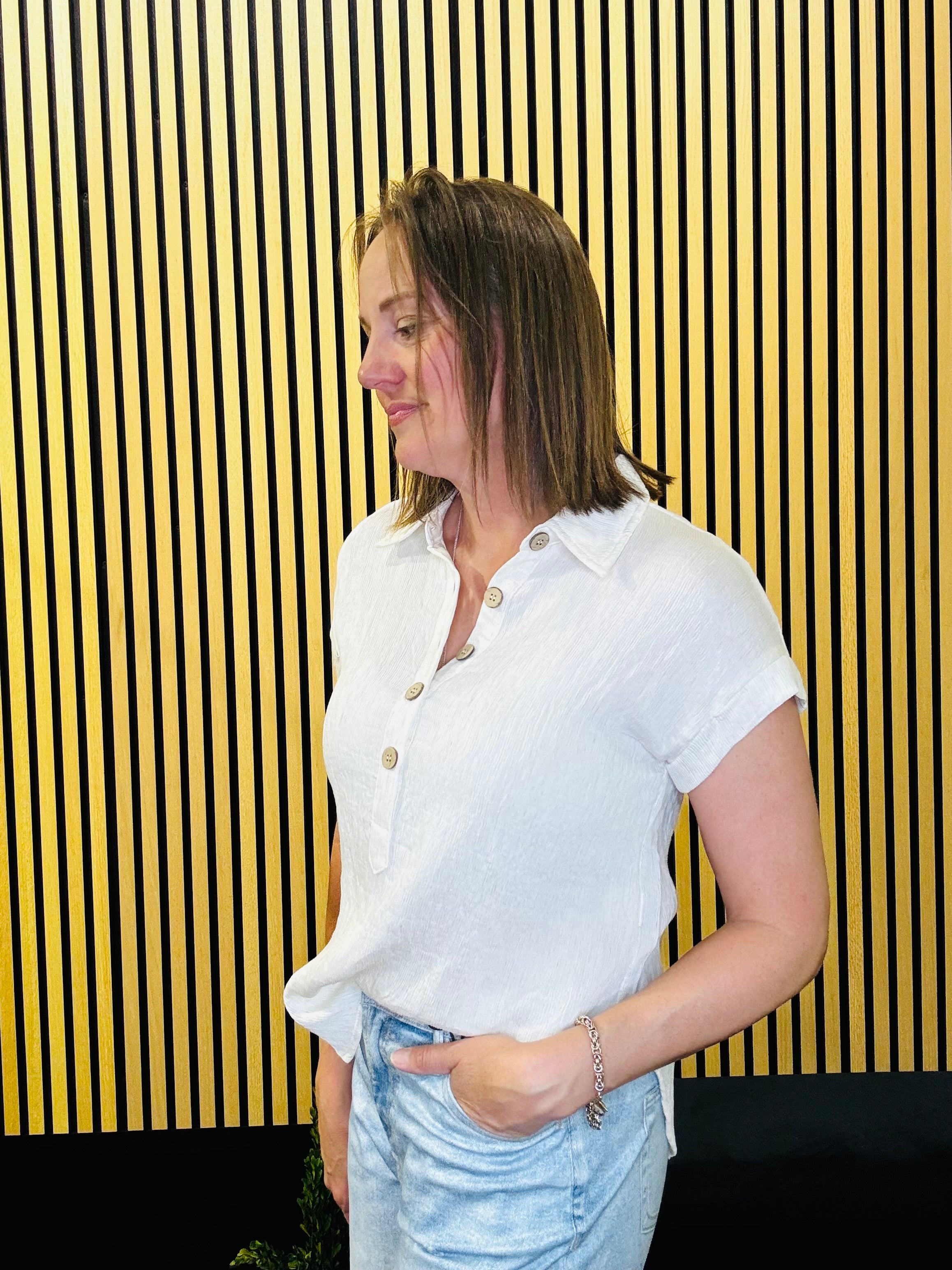 Marie 1/2 Button Top