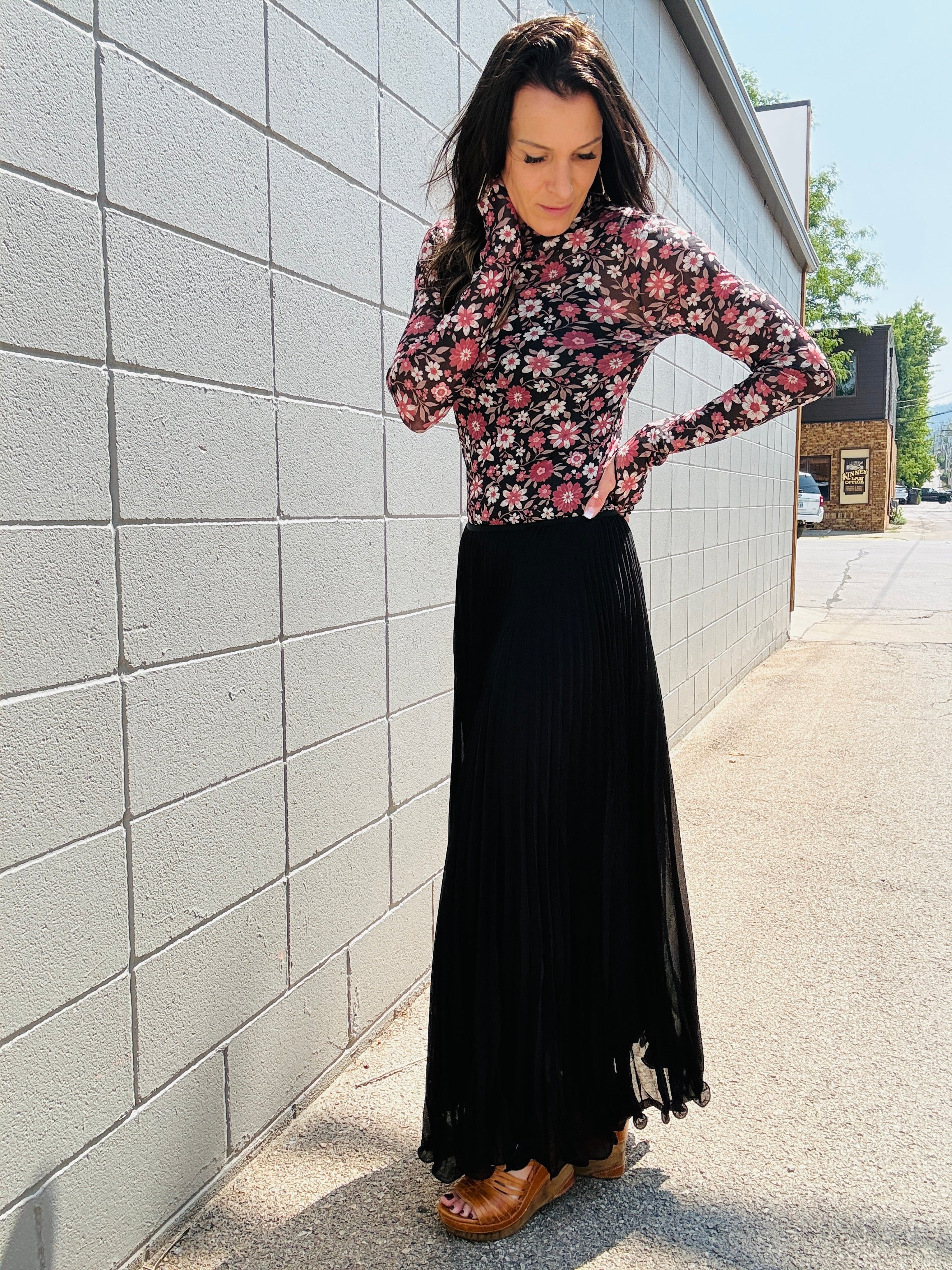 Pleated Maxi Skirt