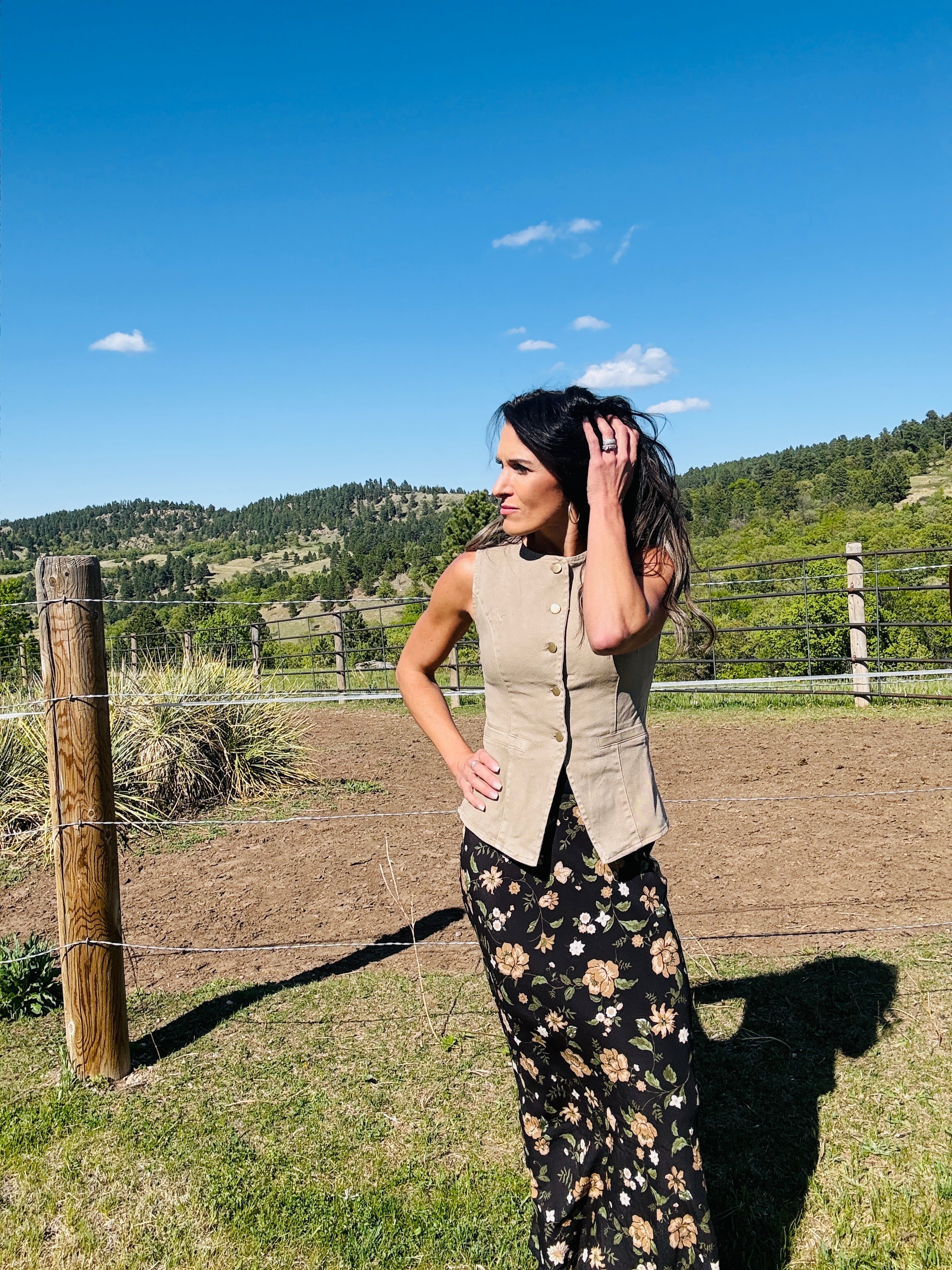 Myra Button Denim Vest