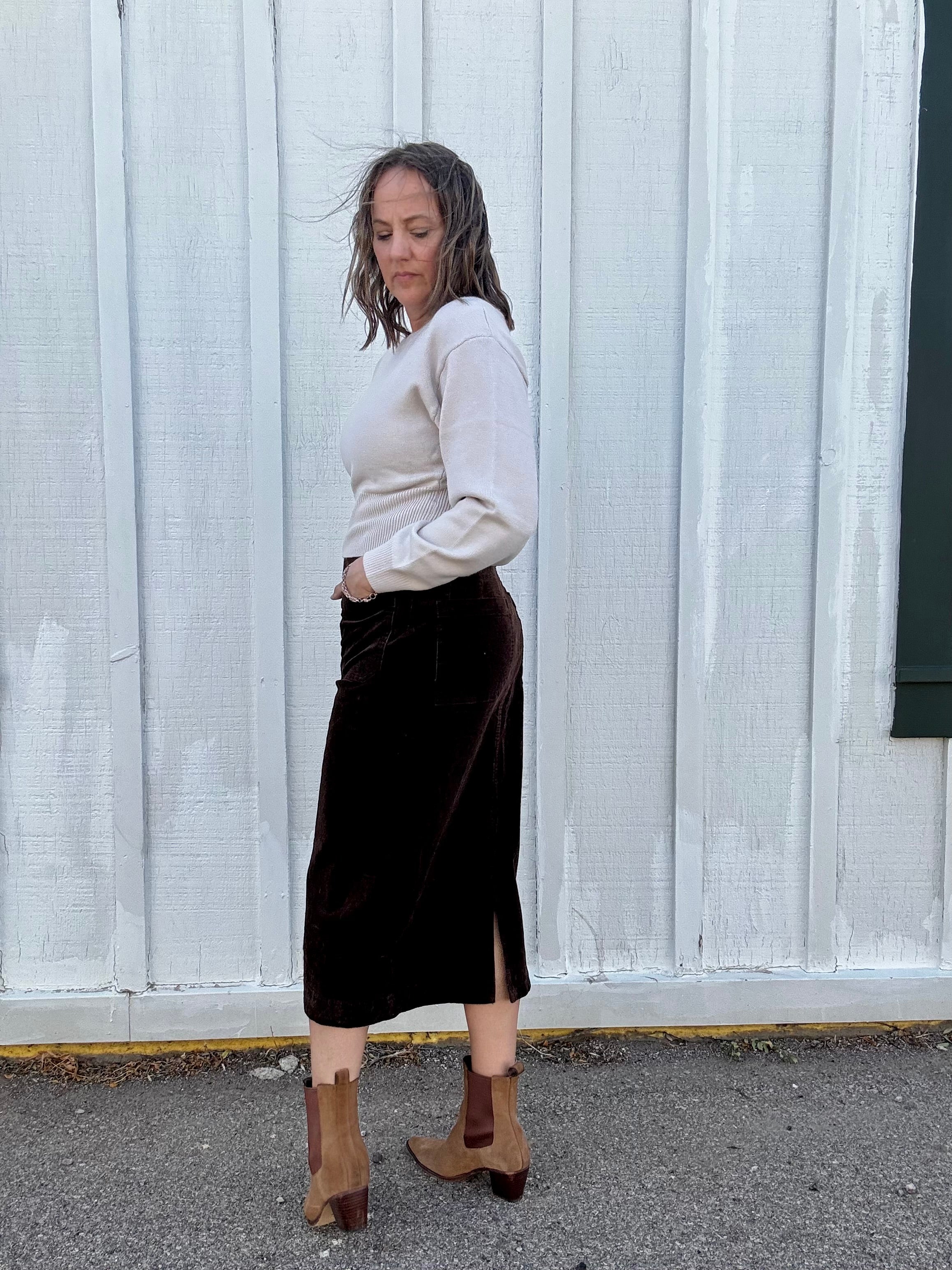 Wale Corduroy Patch Pocket Skirt