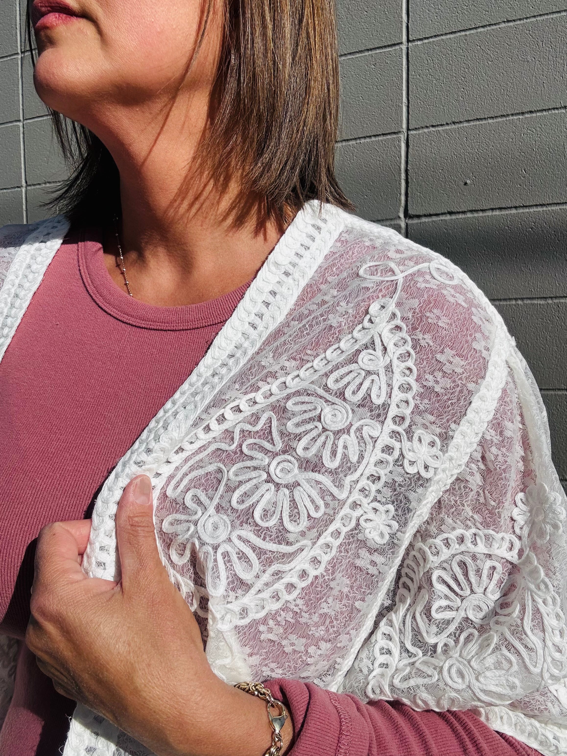Crochet Half Batwing Sleeve Cardi