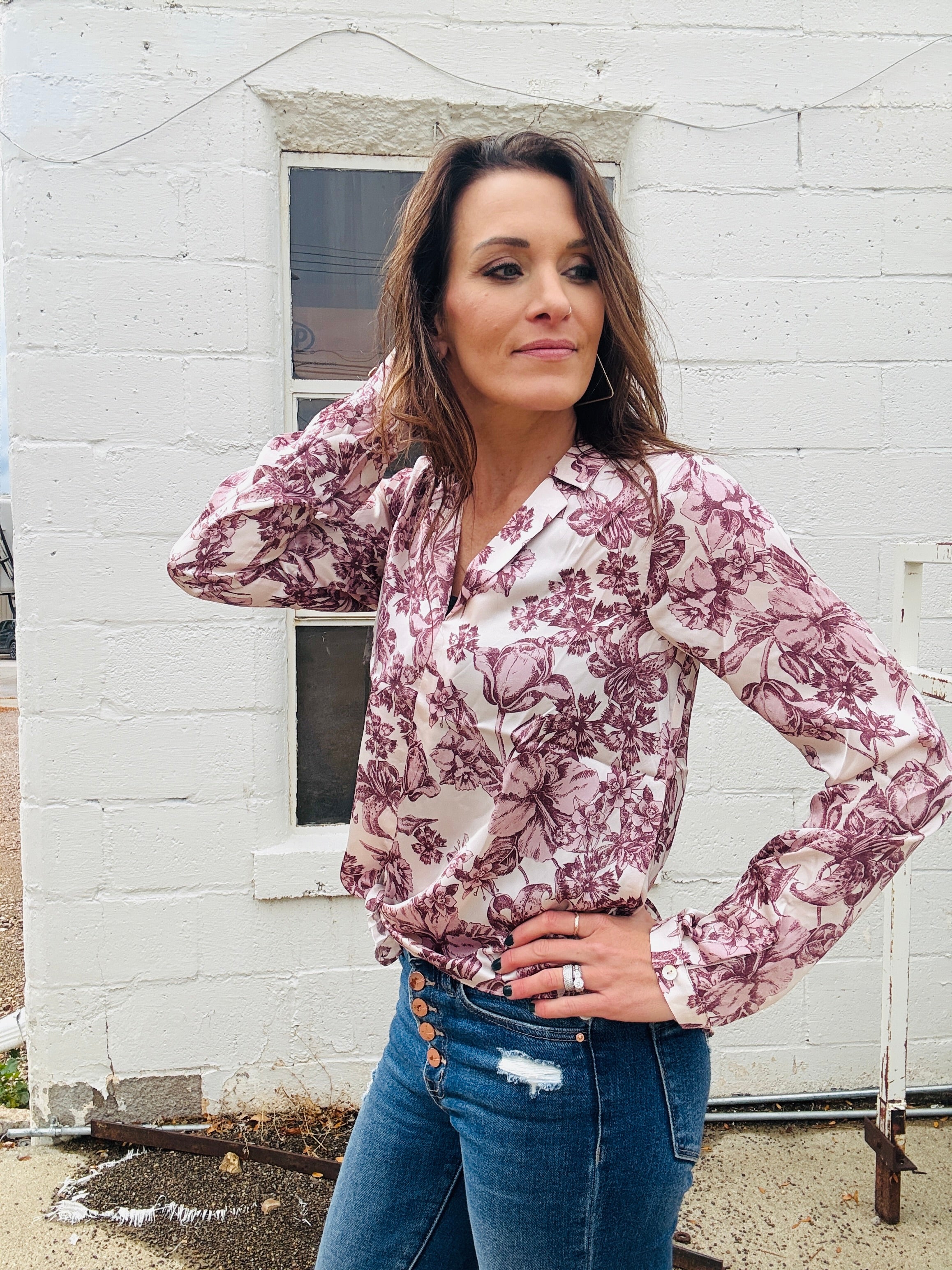 Tie Front Satin Blouse