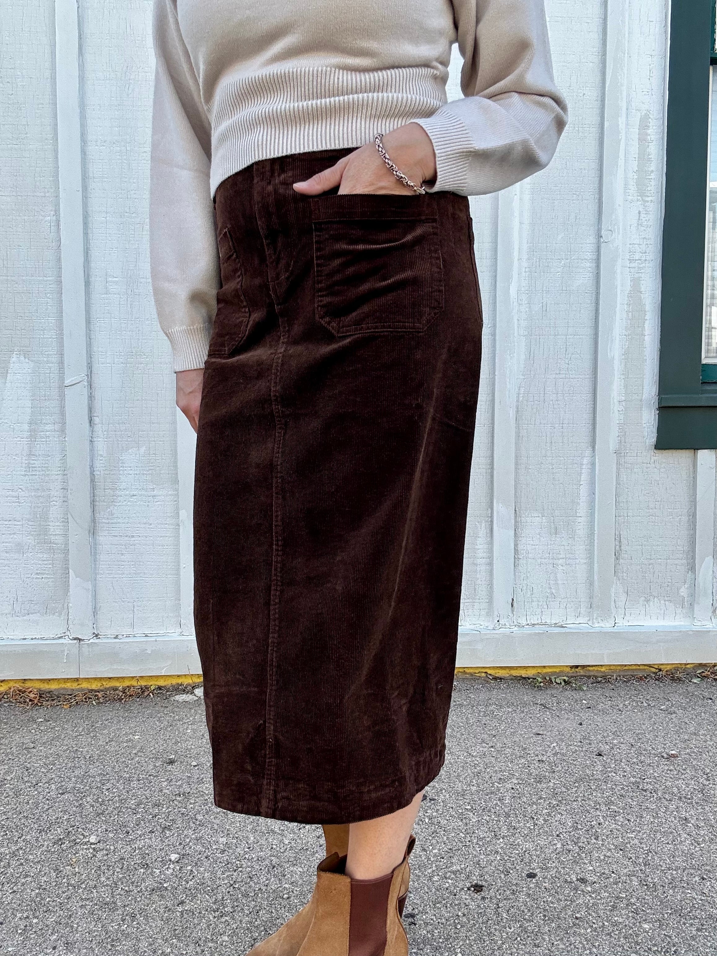 Wale Corduroy Patch Pocket Skirt