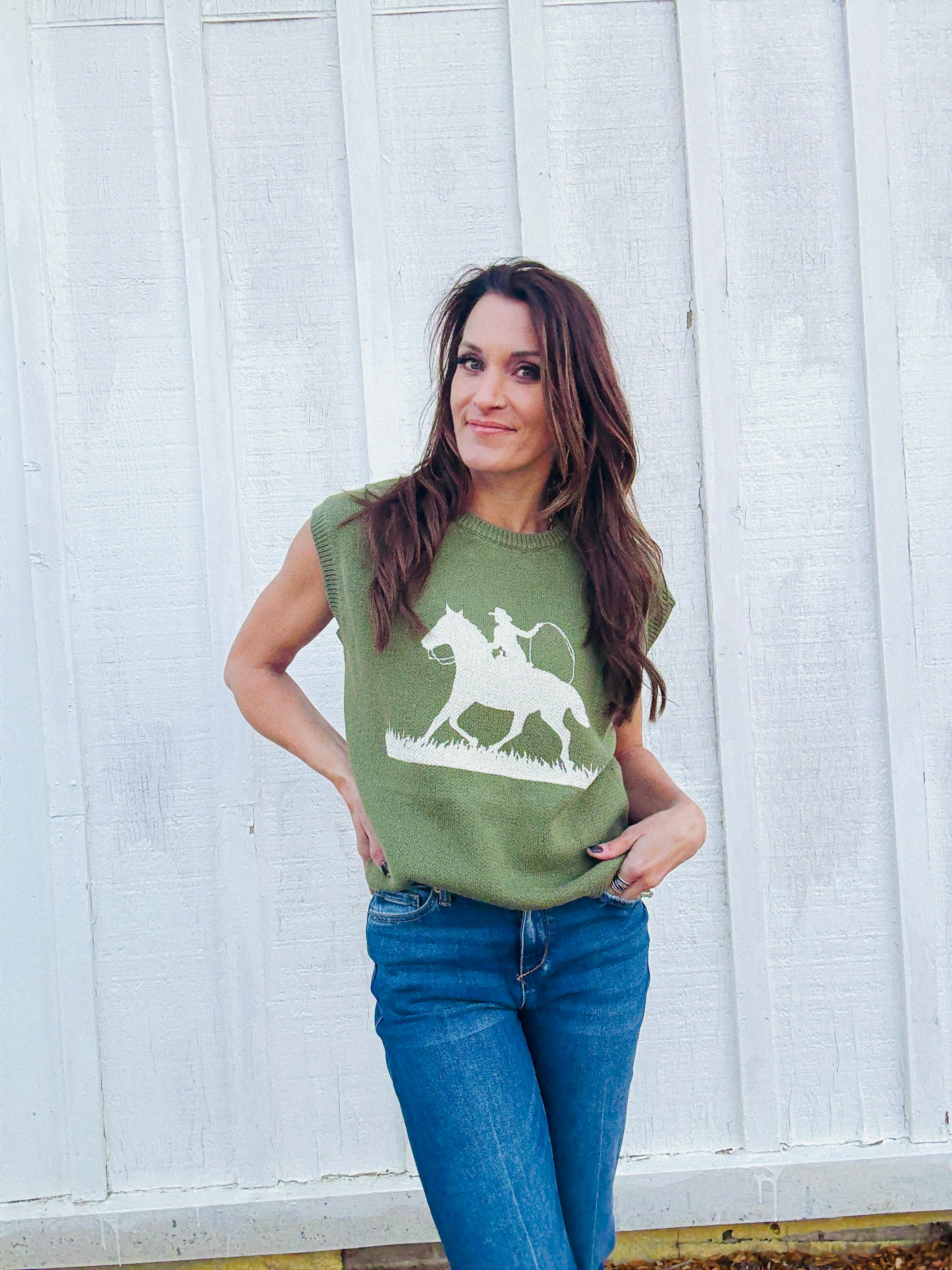 Horse Cap Sleeve Top