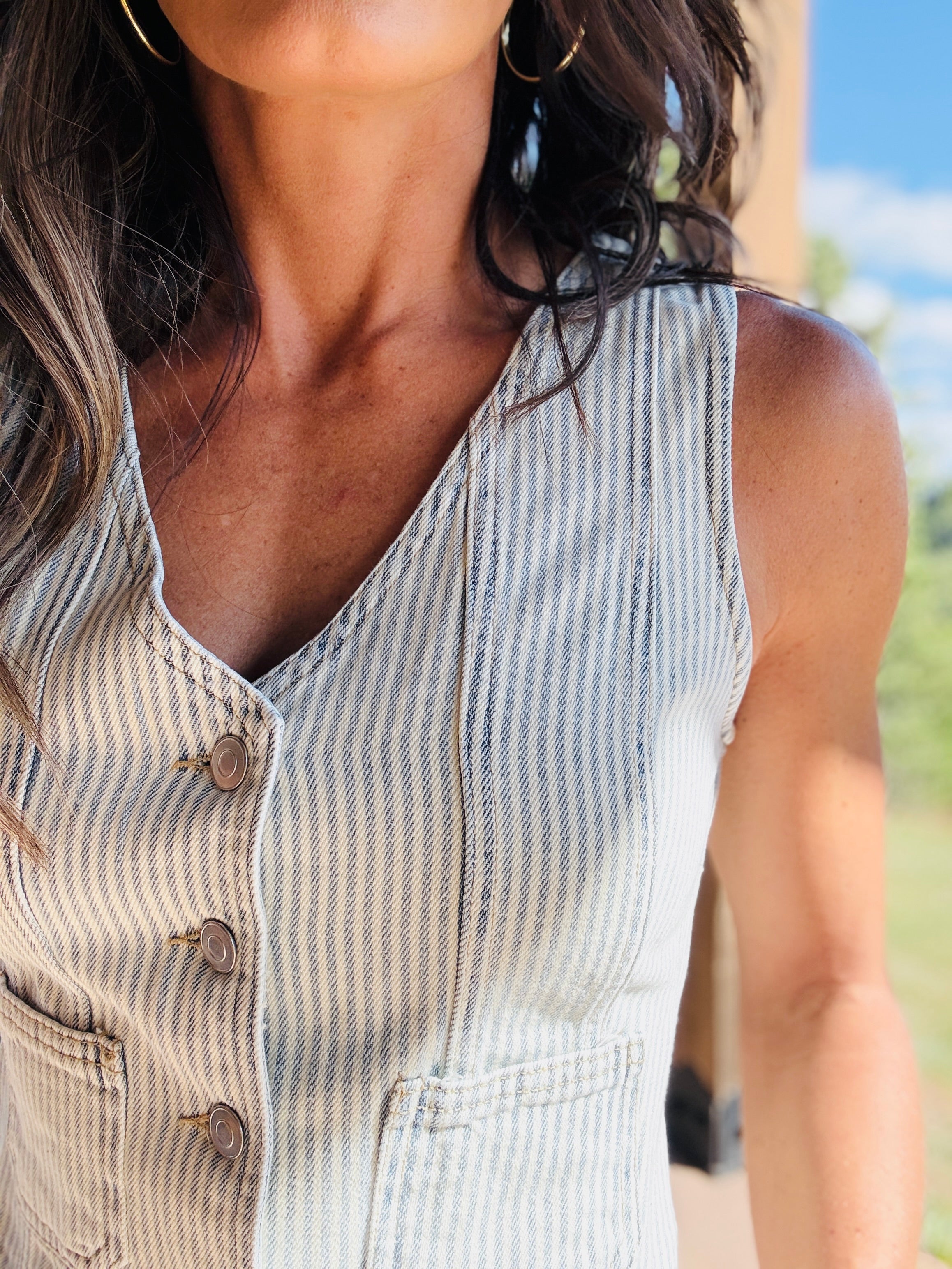 Acid Wash Stripe Vest