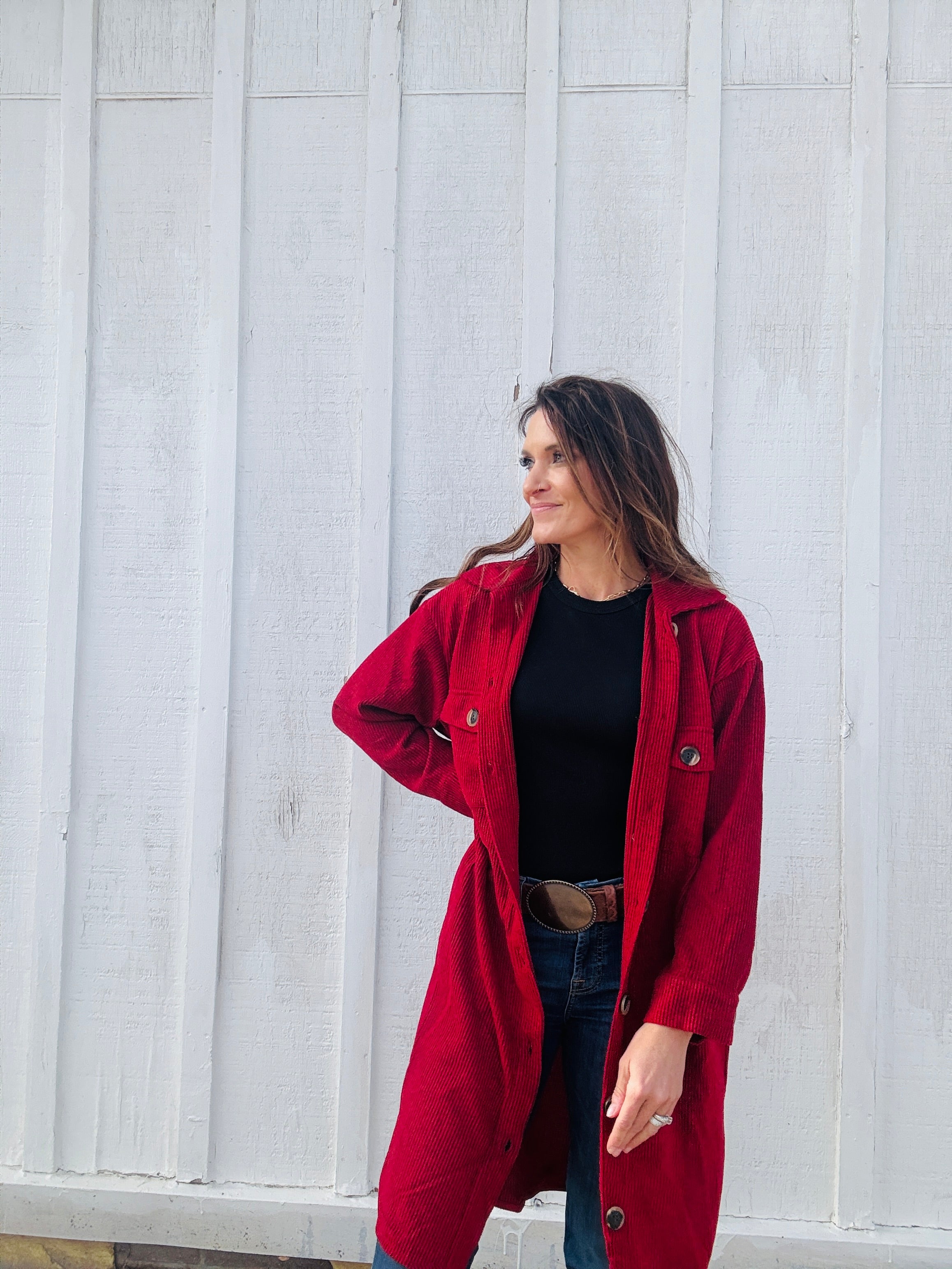 Long Brushed Waffle Jacket