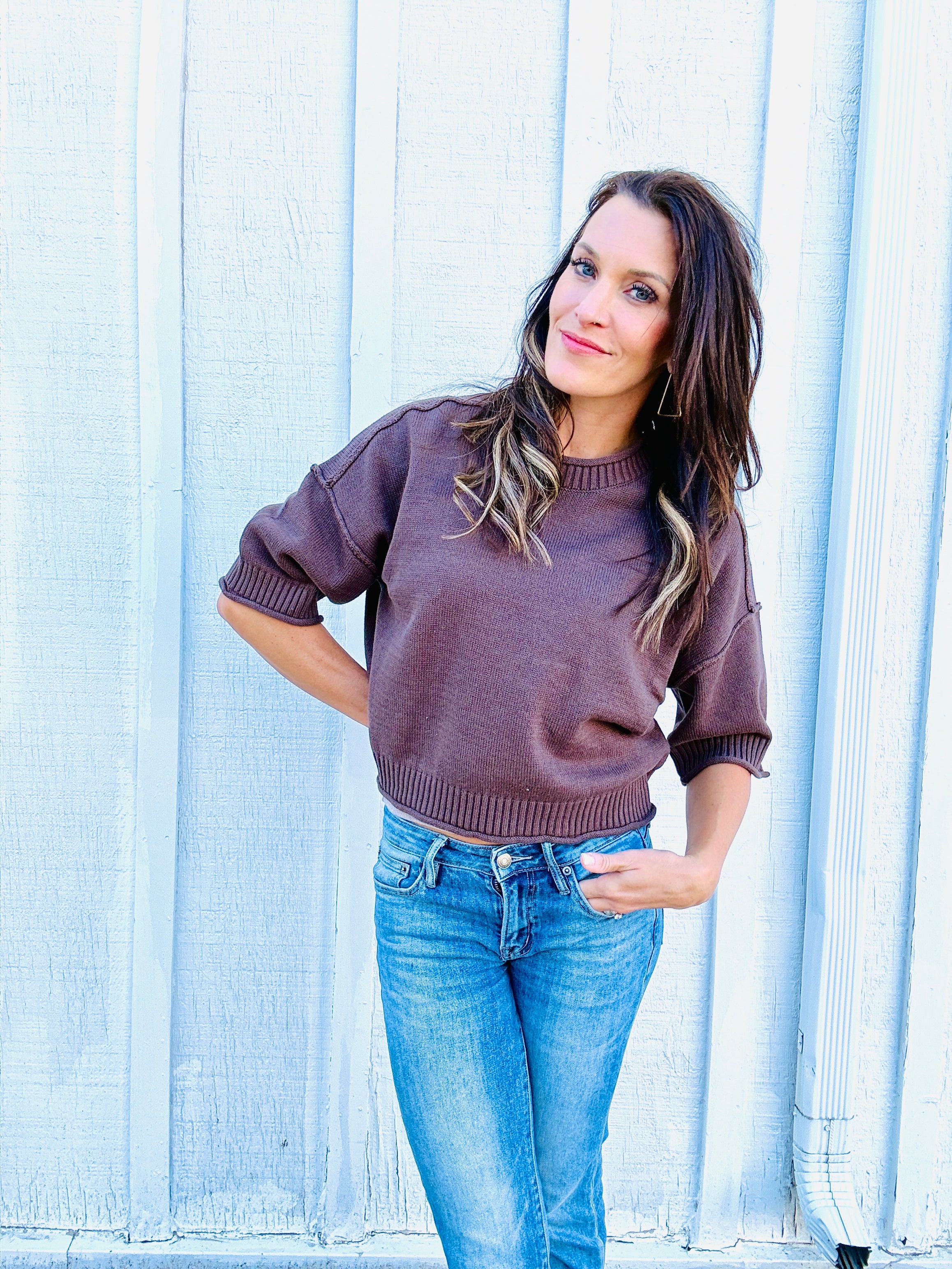 The Hadley Exposed Seam Knit Top
