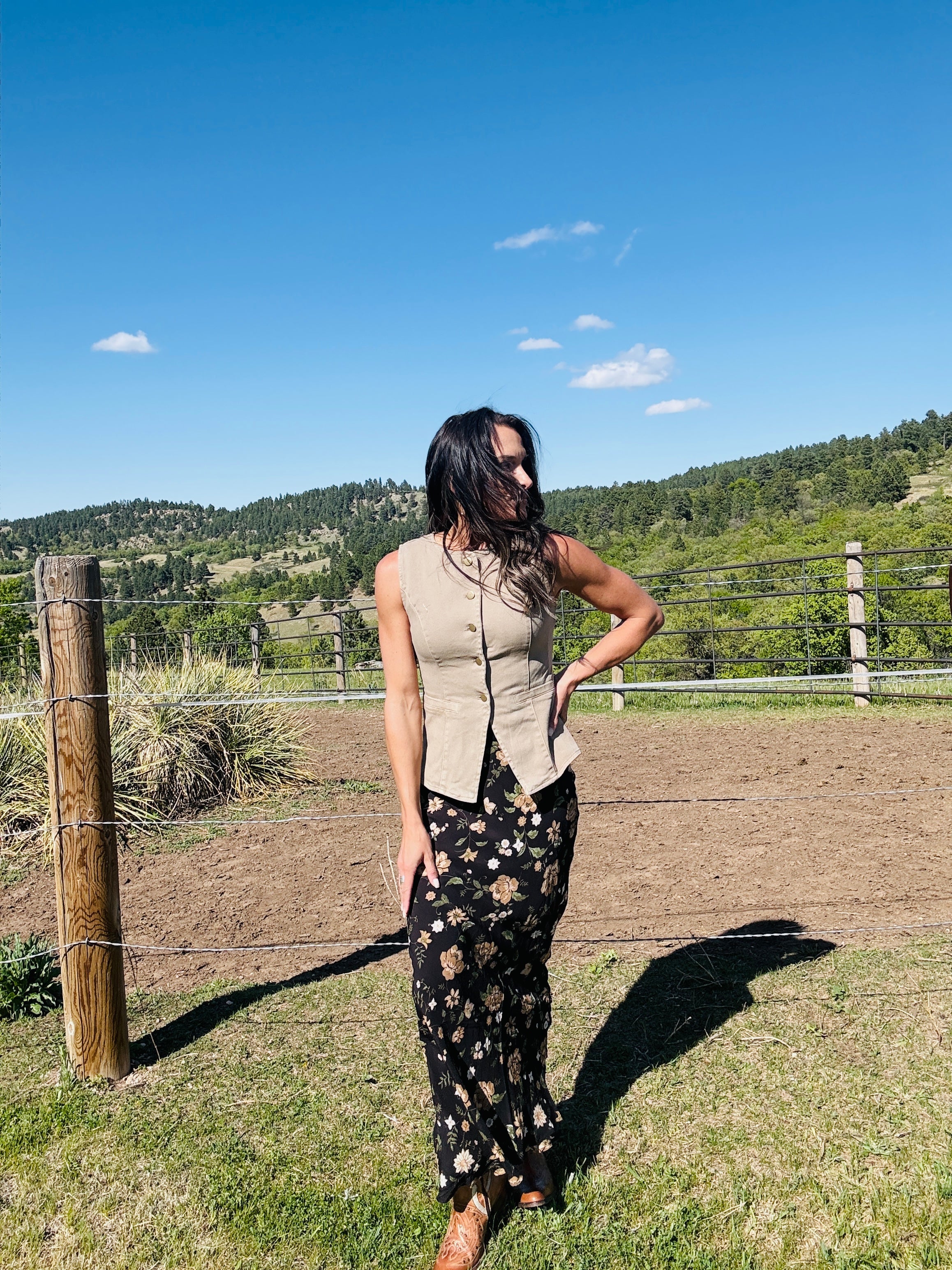 Myra Button Denim Vest