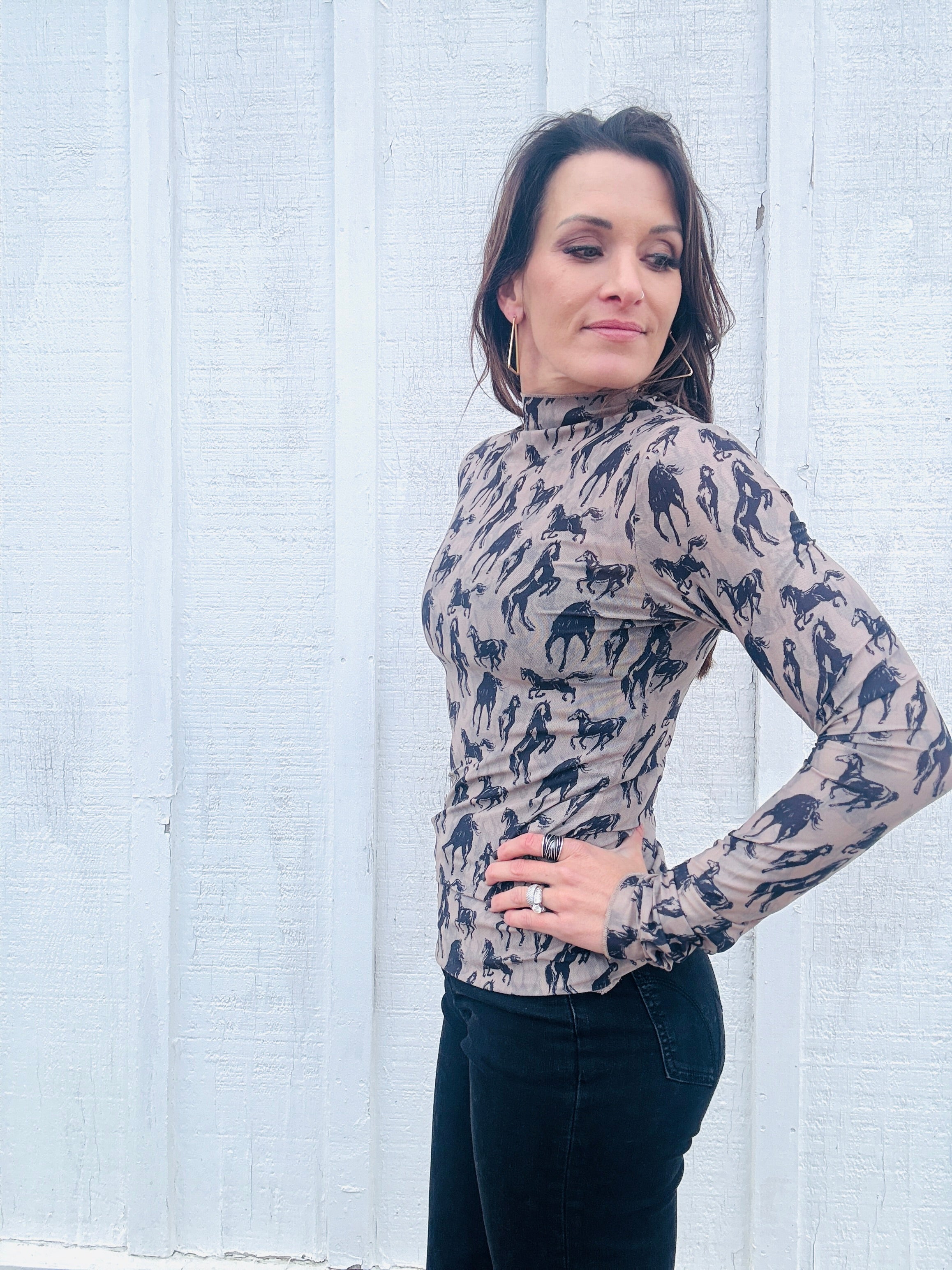 Mesh Western Horse Longsleeve