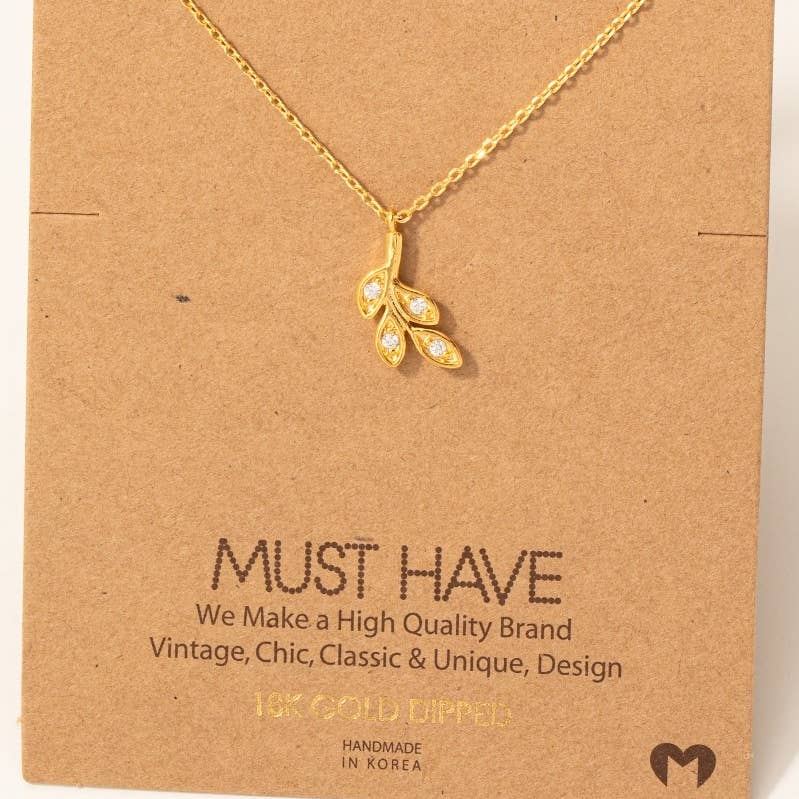 CZ Leaves Pendant Necklace