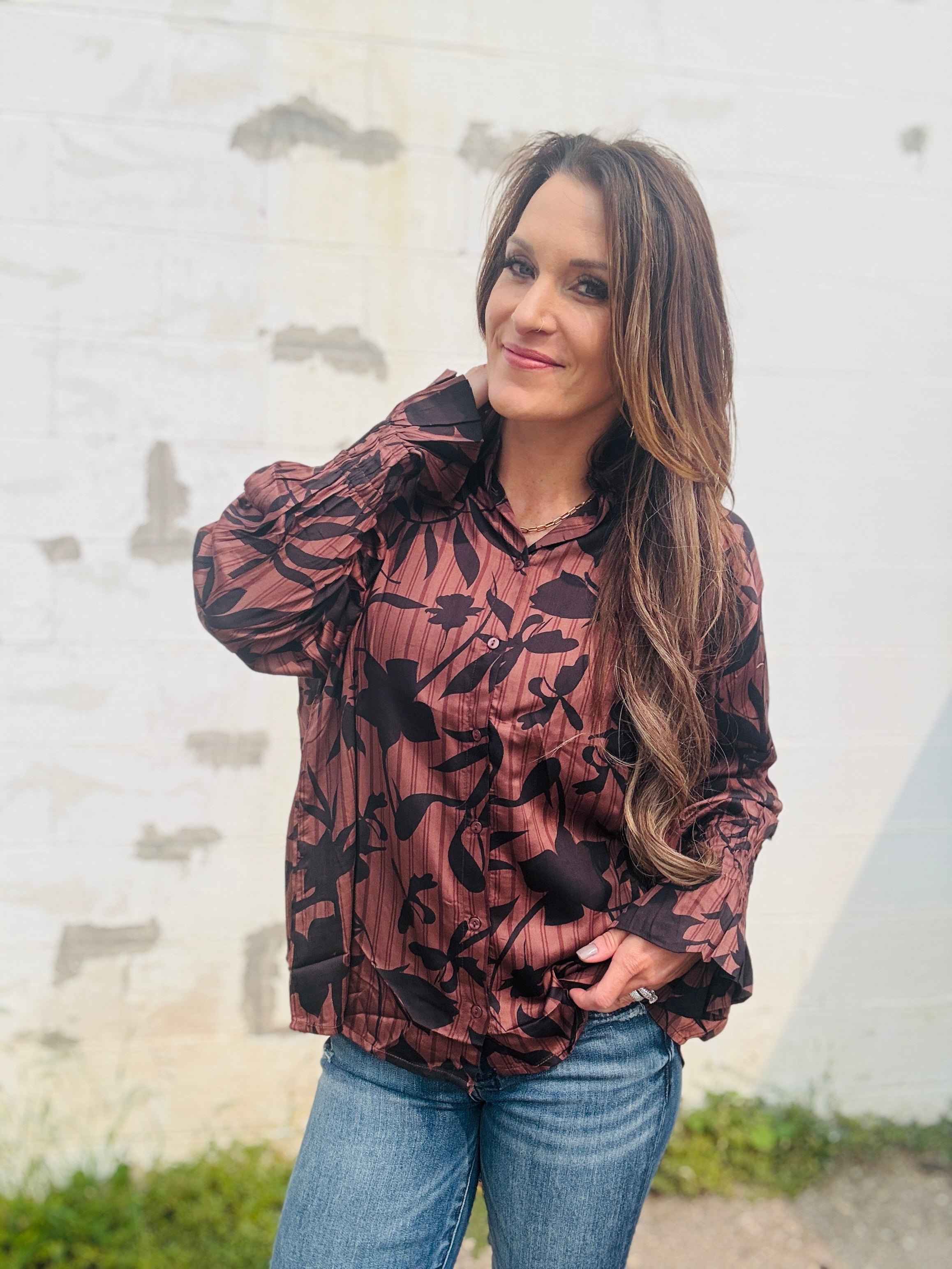 ELAN Fall Foliage Button Up