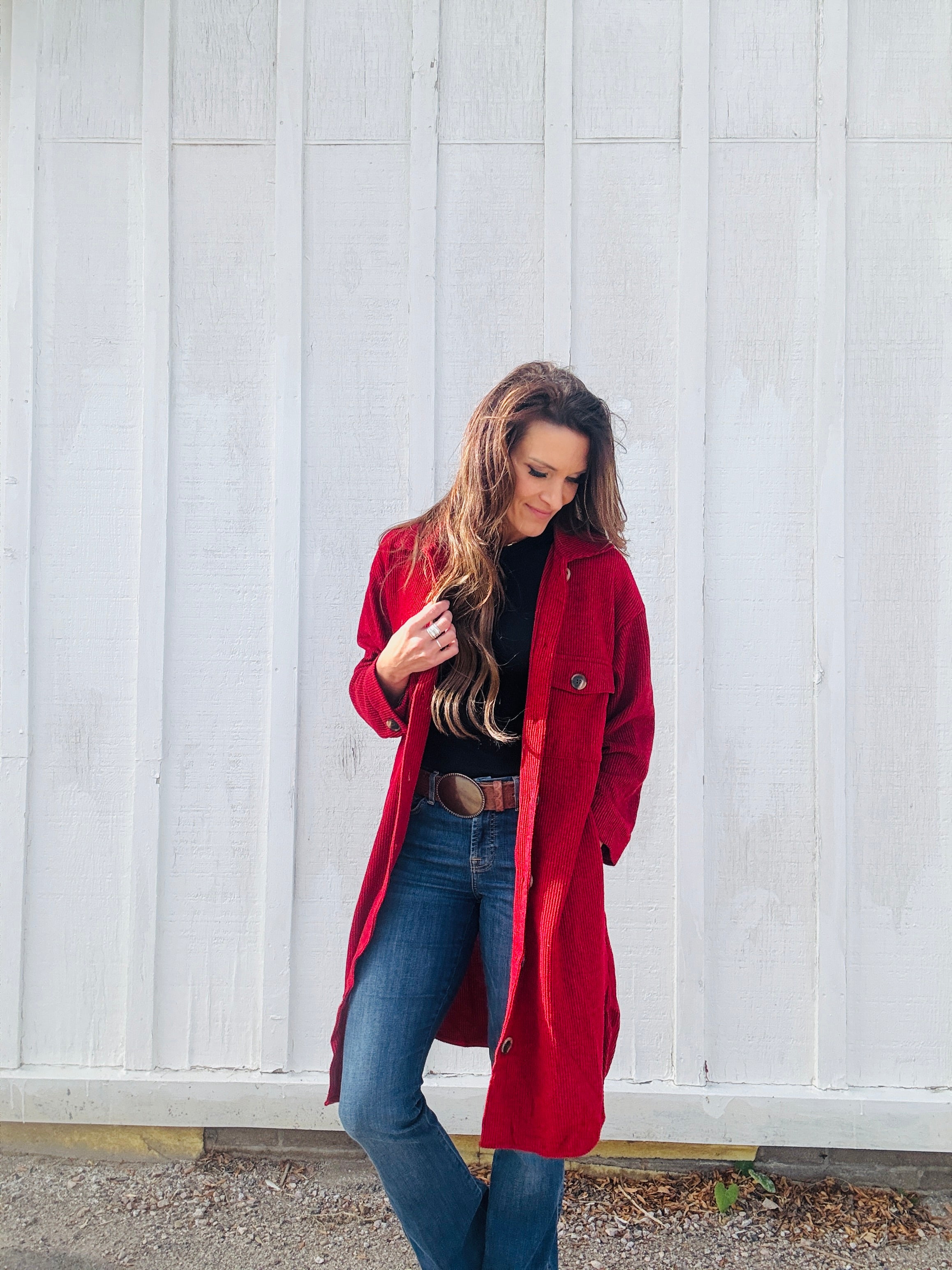 Long Brushed Waffle Jacket