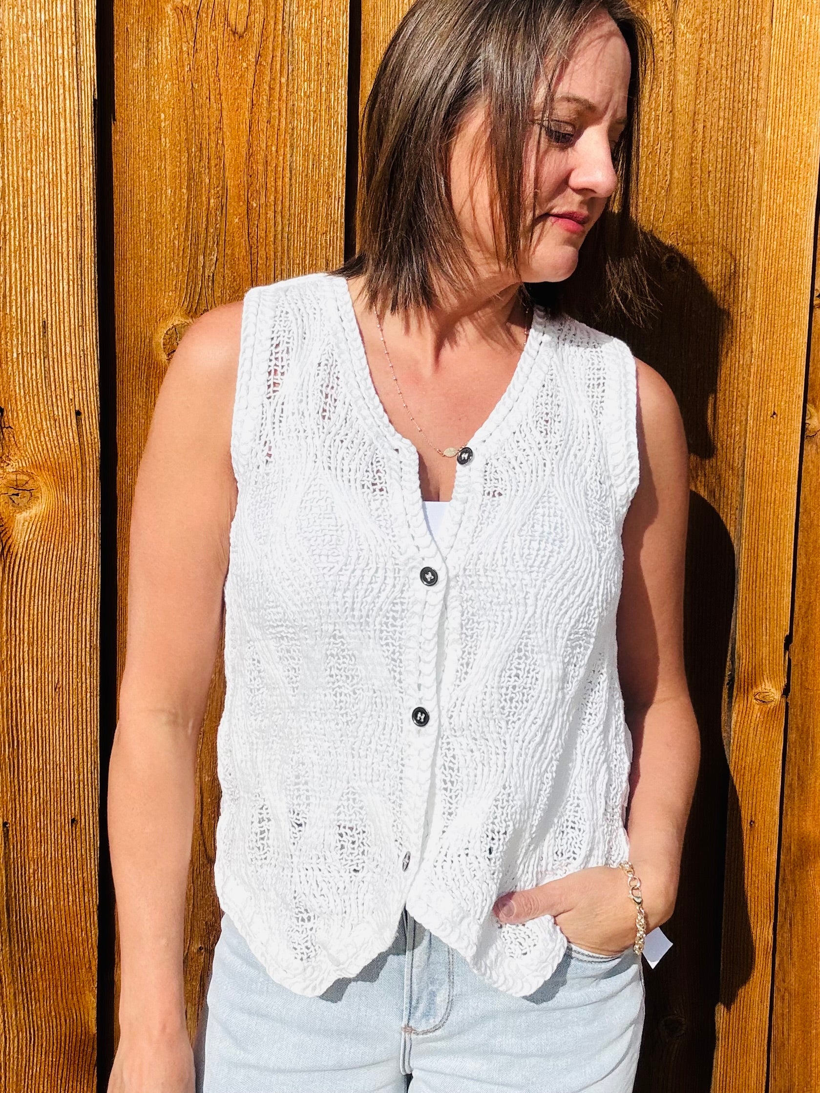 Crochet Button Down Vest
