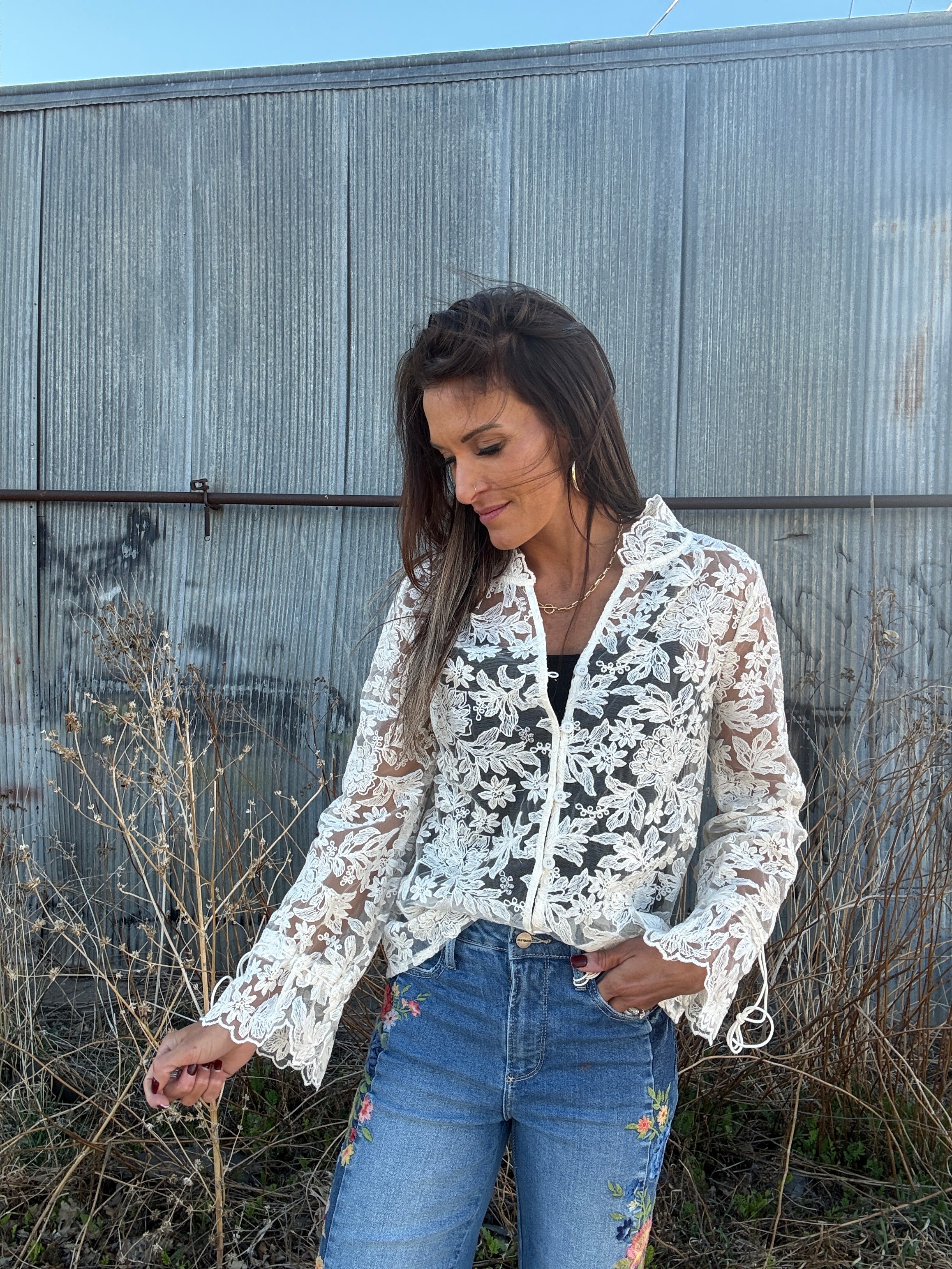 Boho Floral Lace Blouse