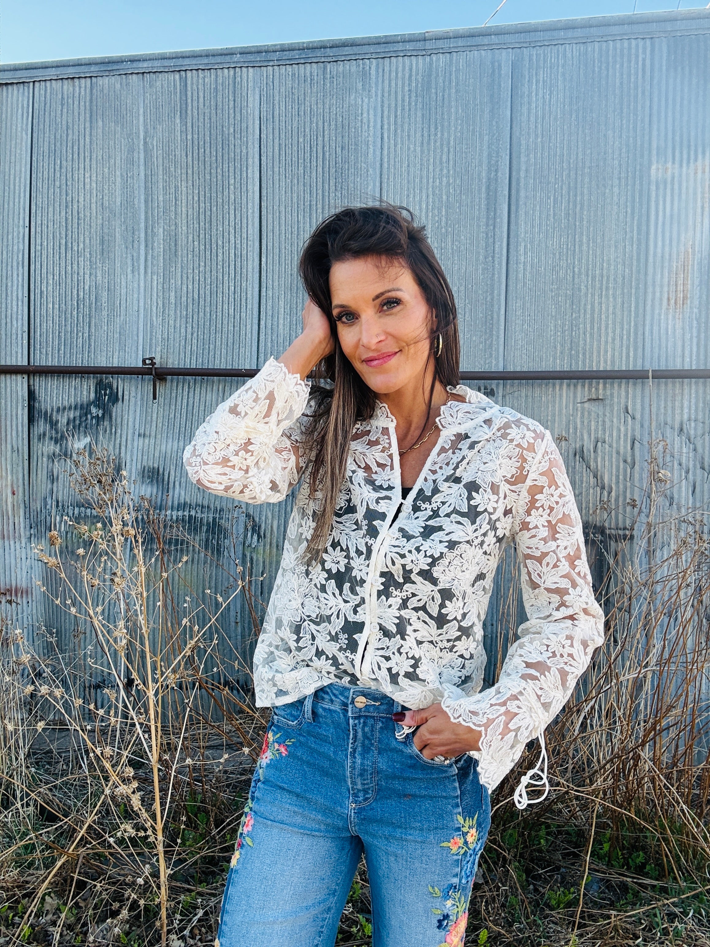 Boho Floral Lace Blouse
