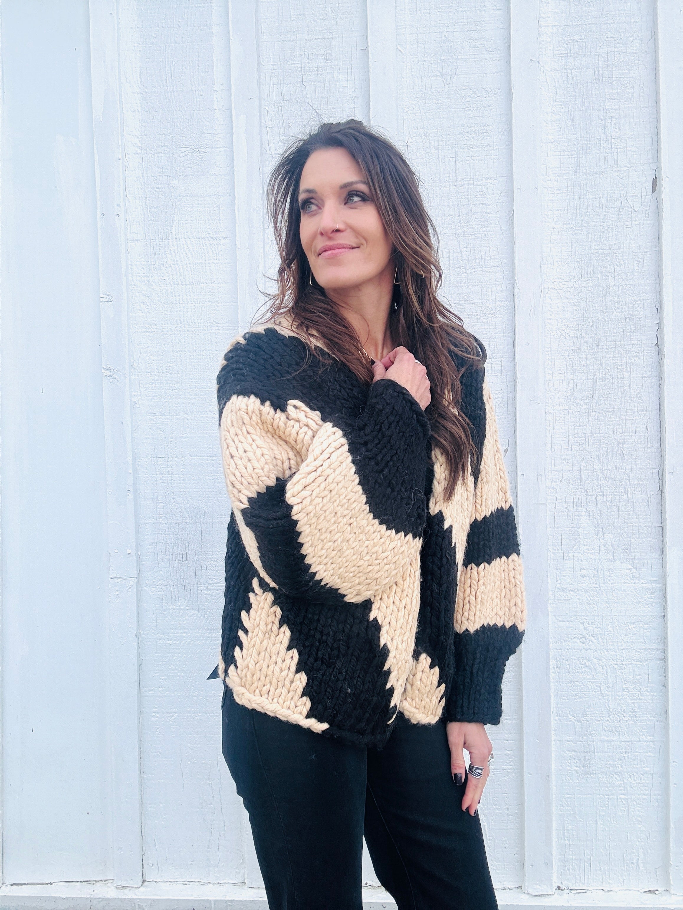 Chunky Knit Strip Cardigan