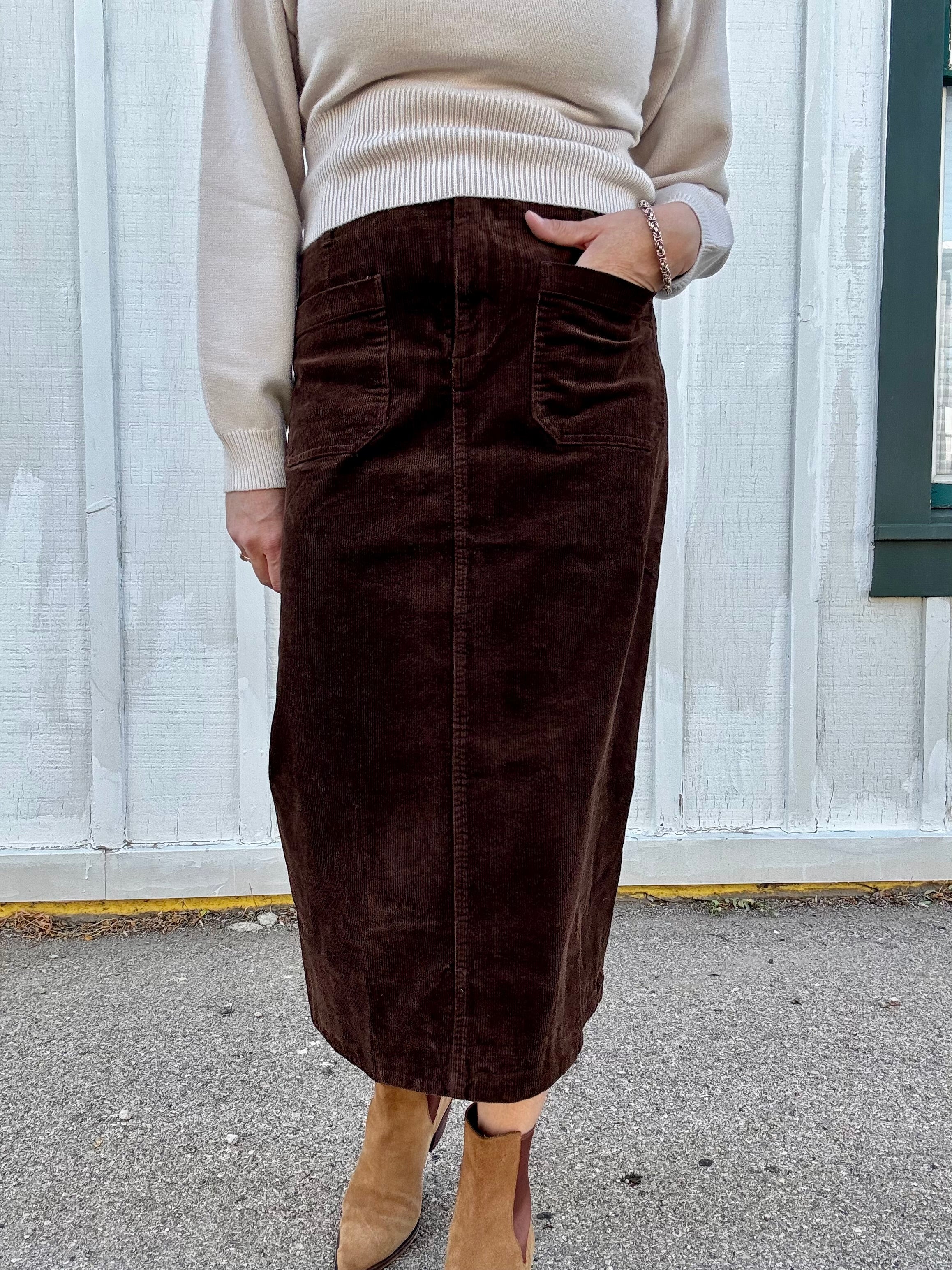 Wale Corduroy Patch Pocket Skirt