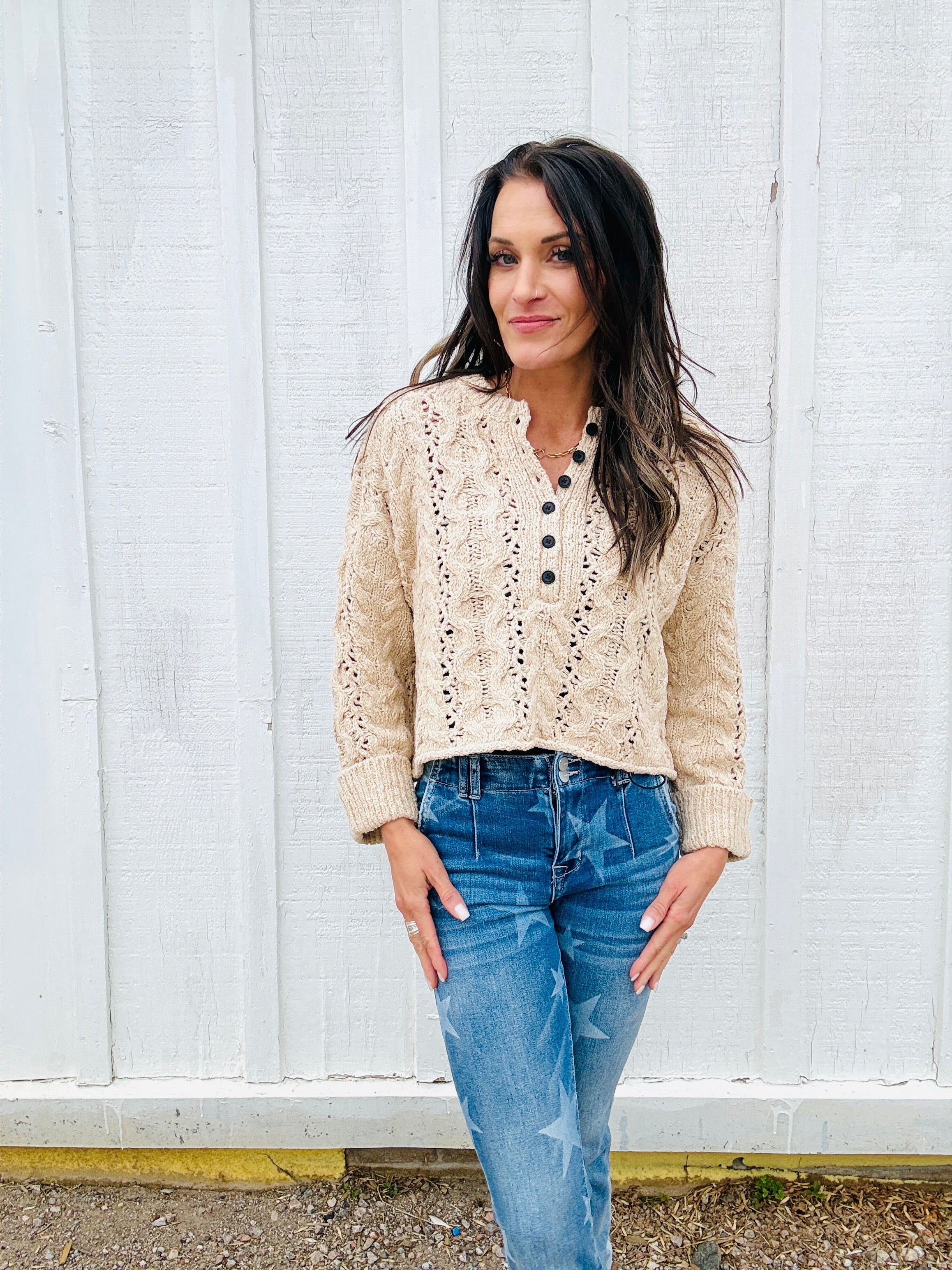 Cropped Cable Cardi
