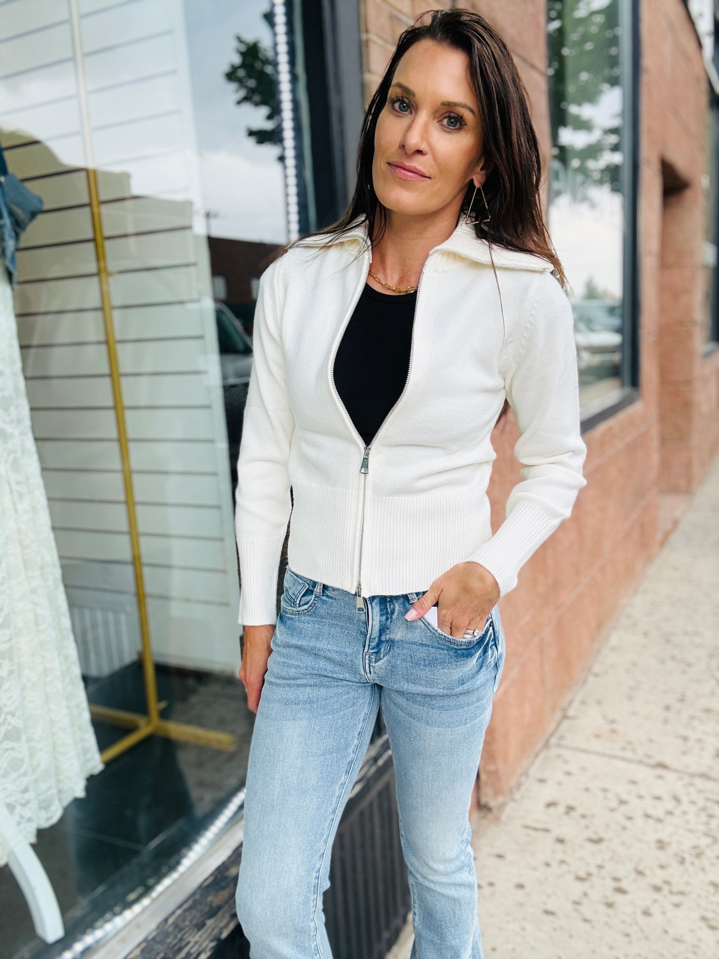 ELAN Double Zip Cardigan