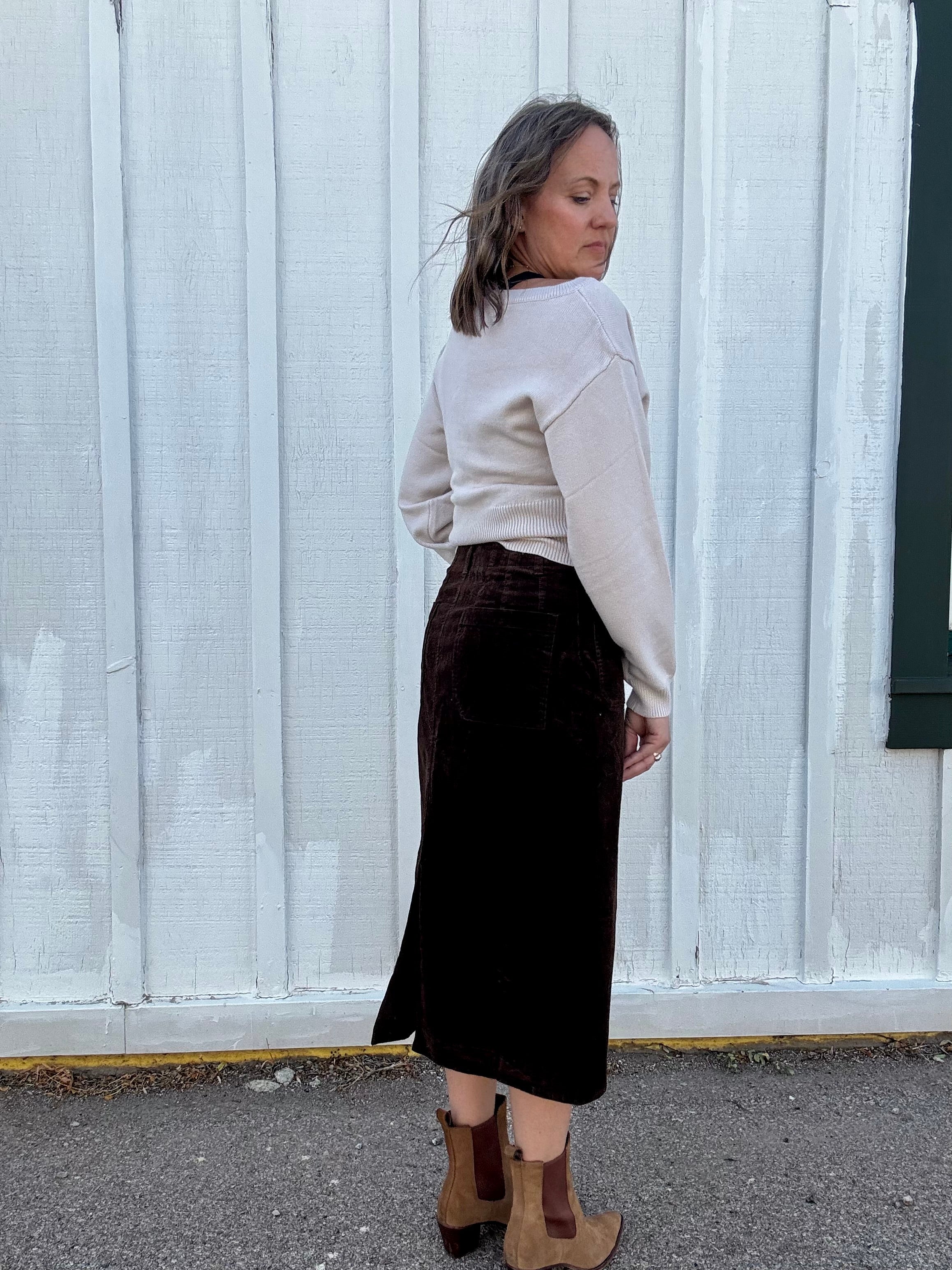 Wale Corduroy Patch Pocket Skirt