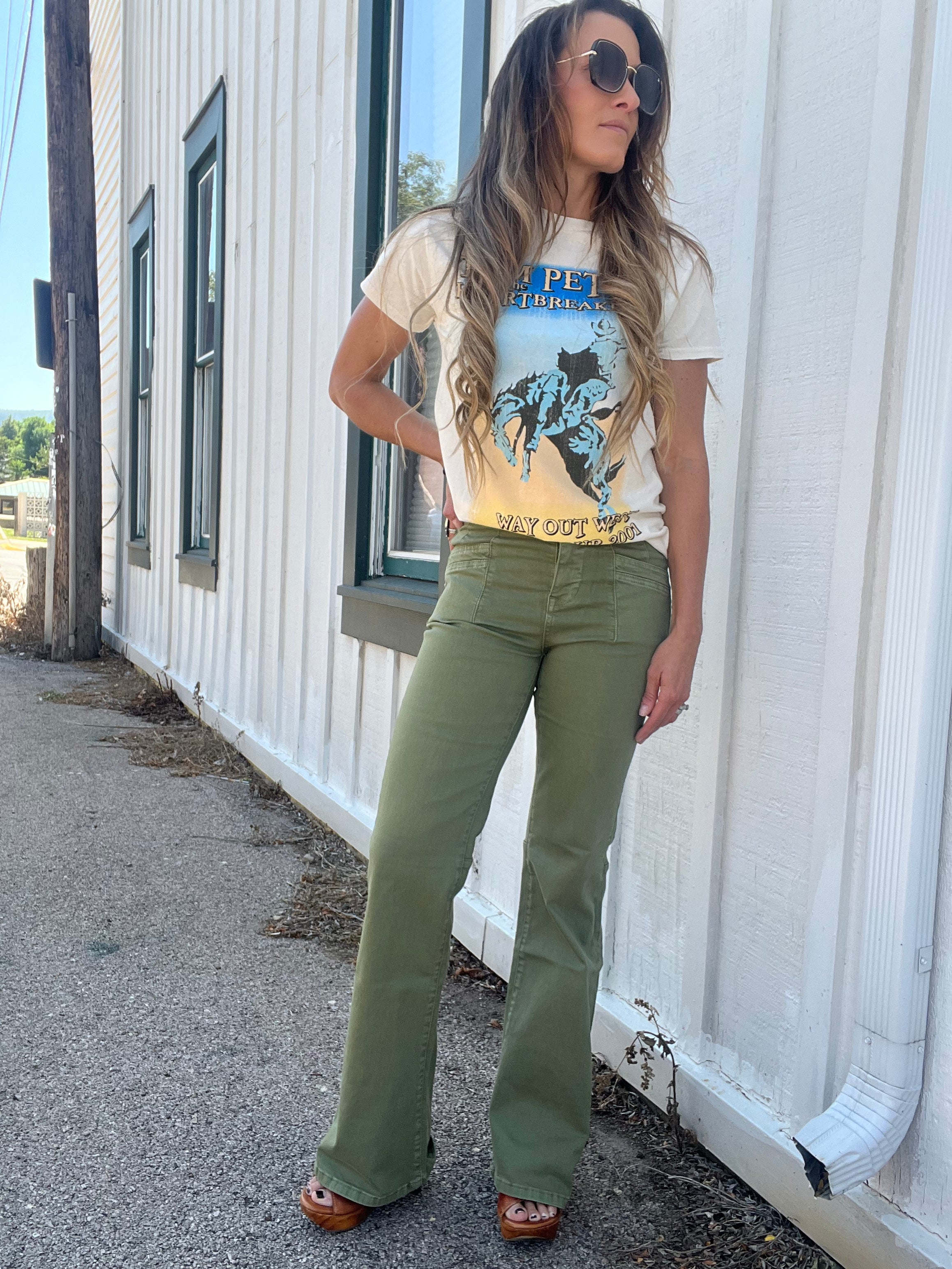 Green With Envy Relaxed Flare Denim