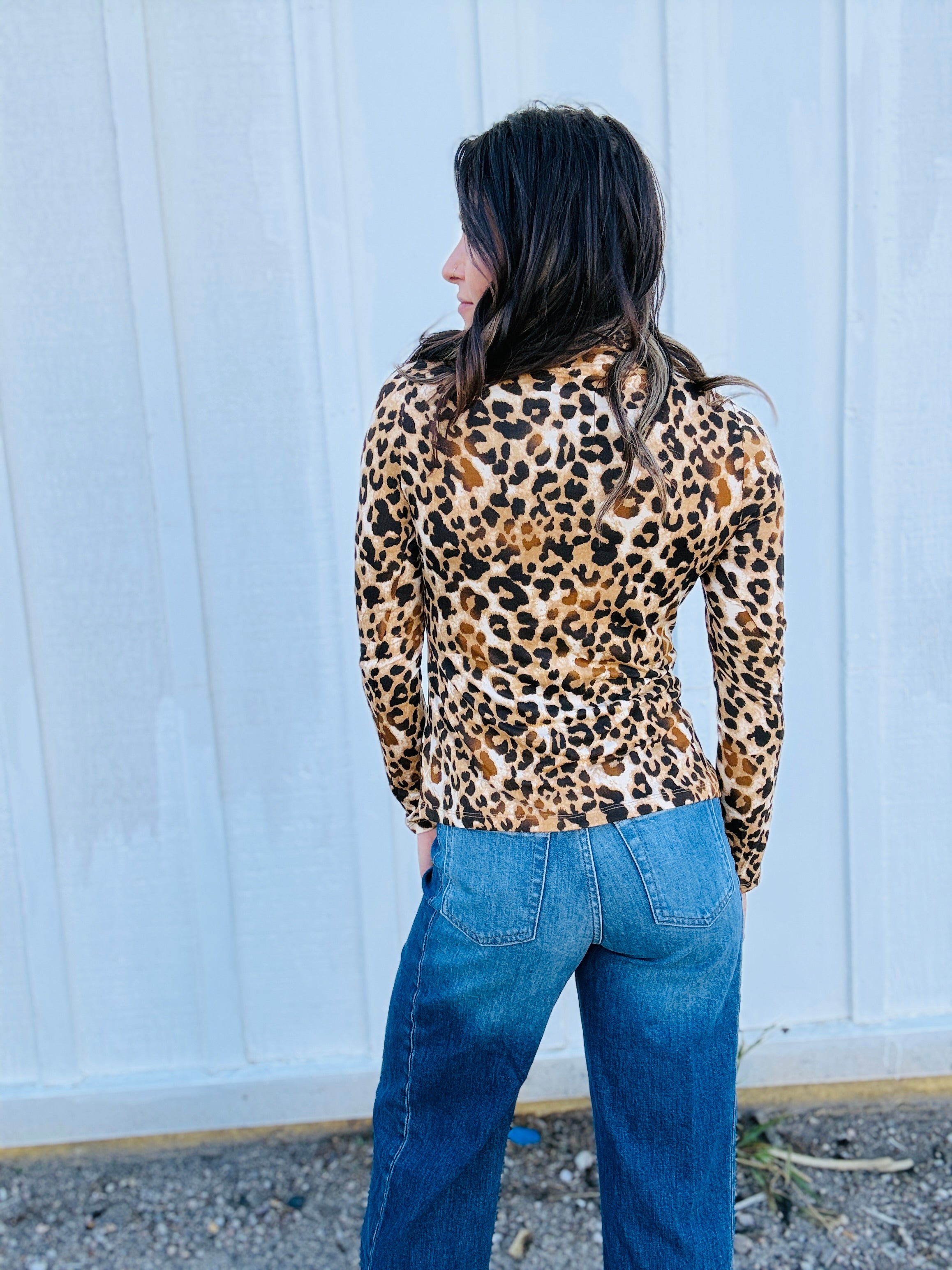 Sasha Leopard Mock Neck Top