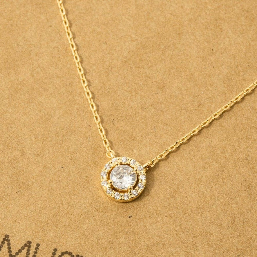 Halo CZ Pendant Necklace