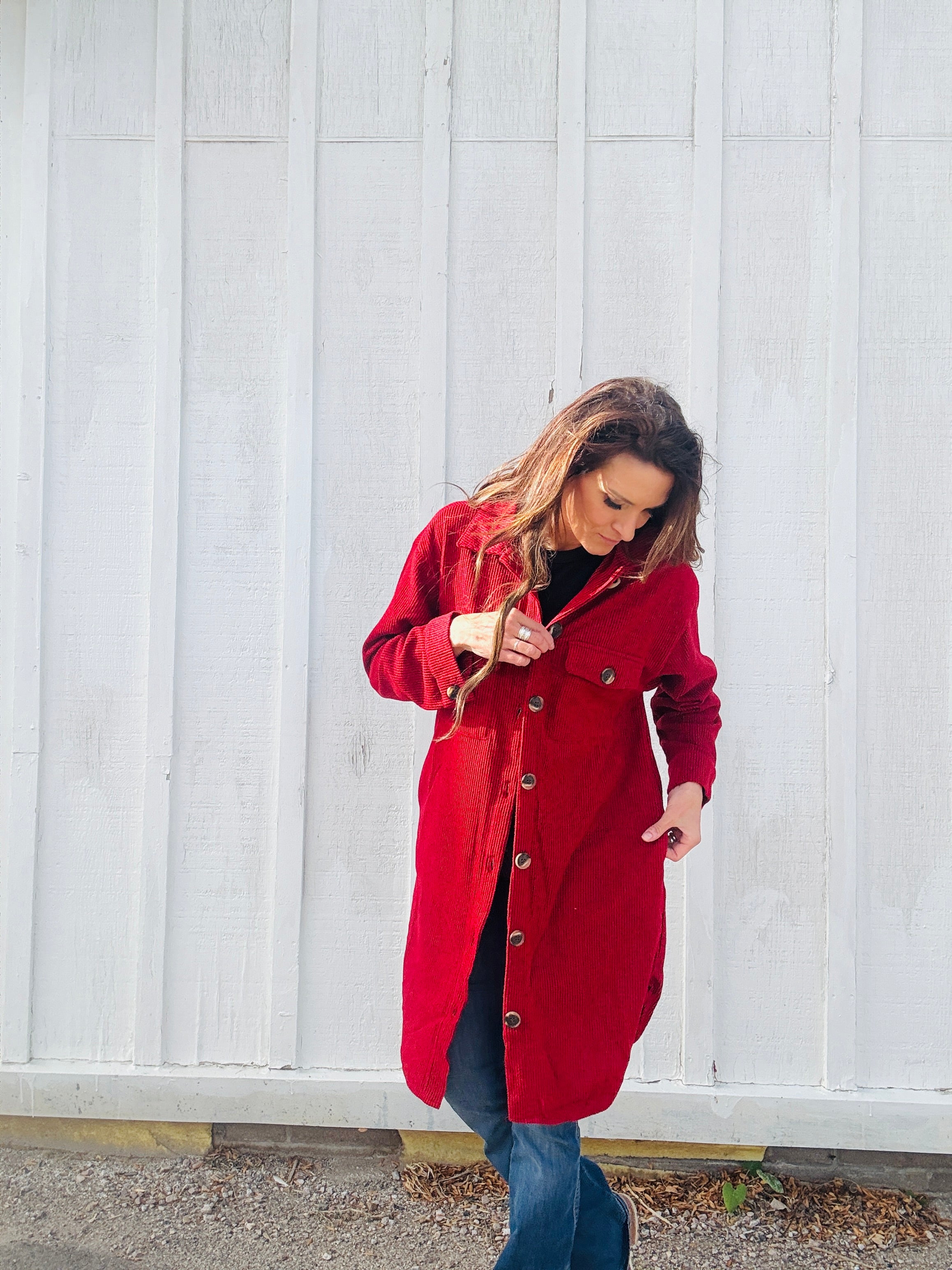 Long Brushed Waffle Jacket