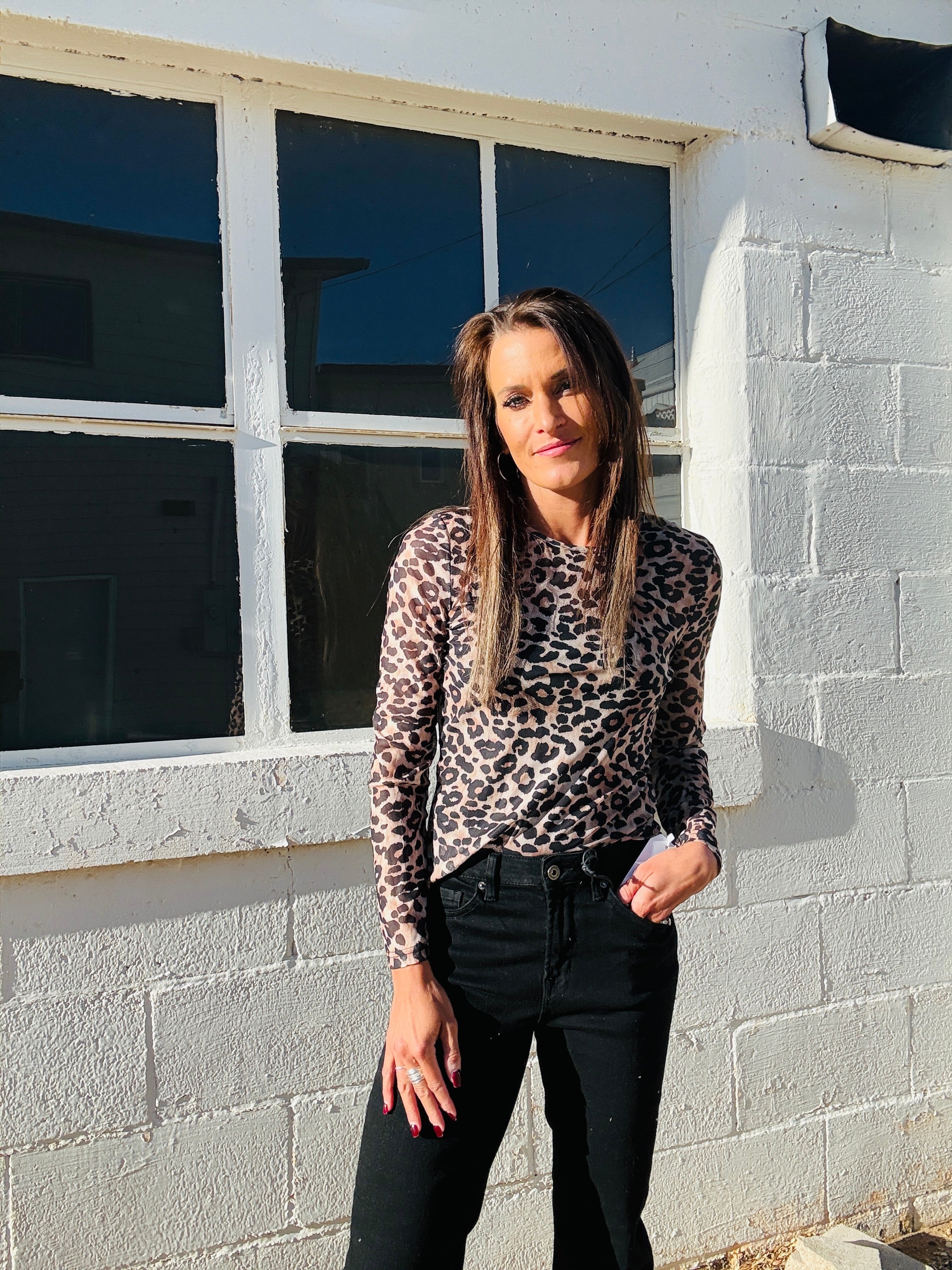 Leopard Print Sheer Top