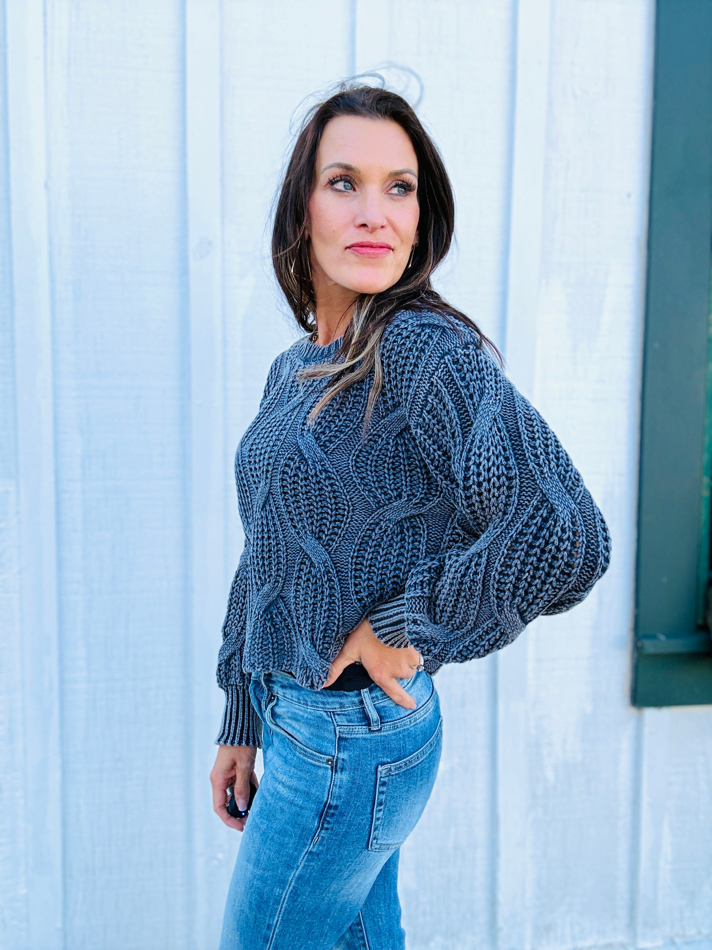 Katie Open Cable Knit Sweater