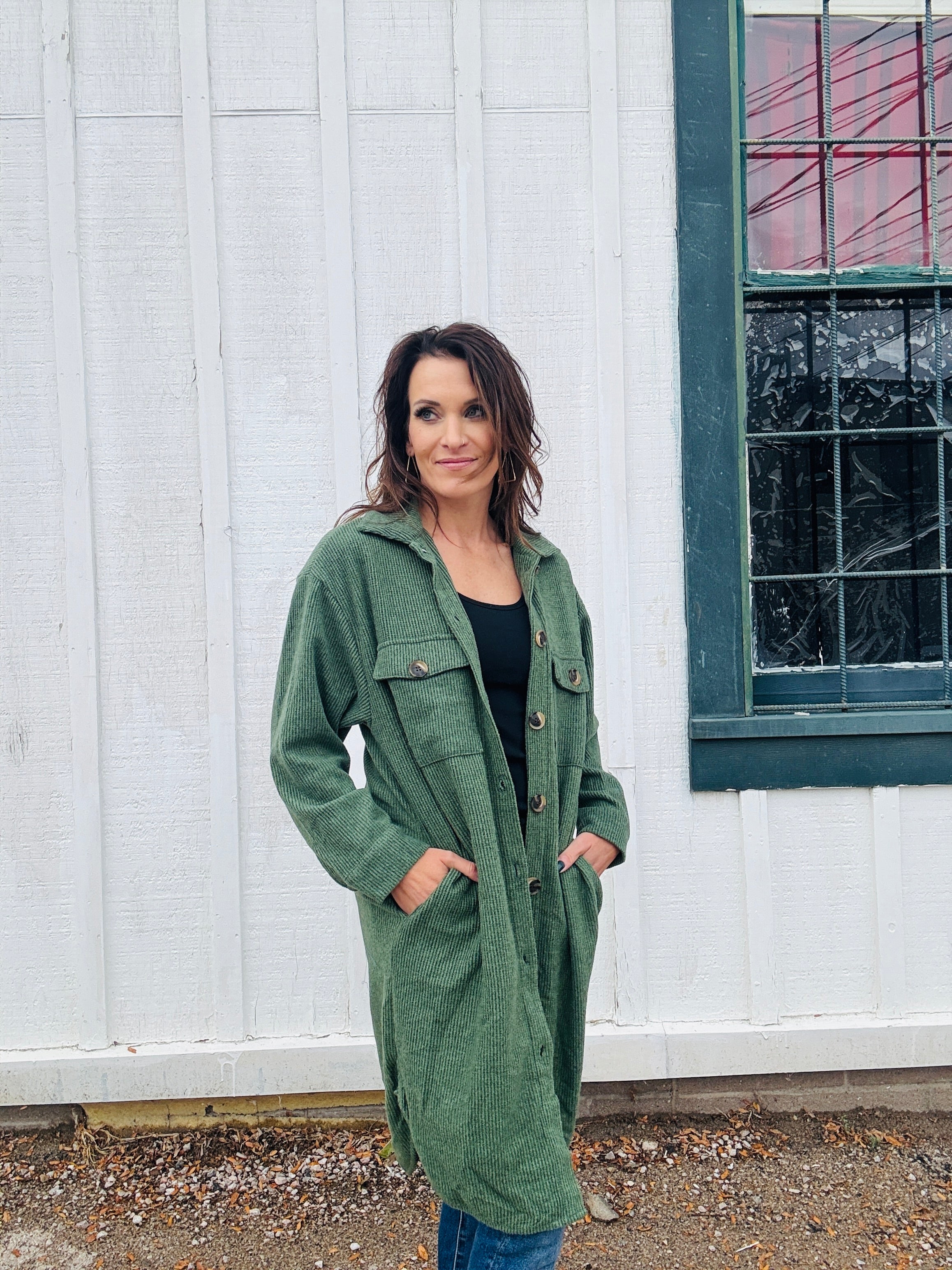 Long Brushed Waffle Jacket