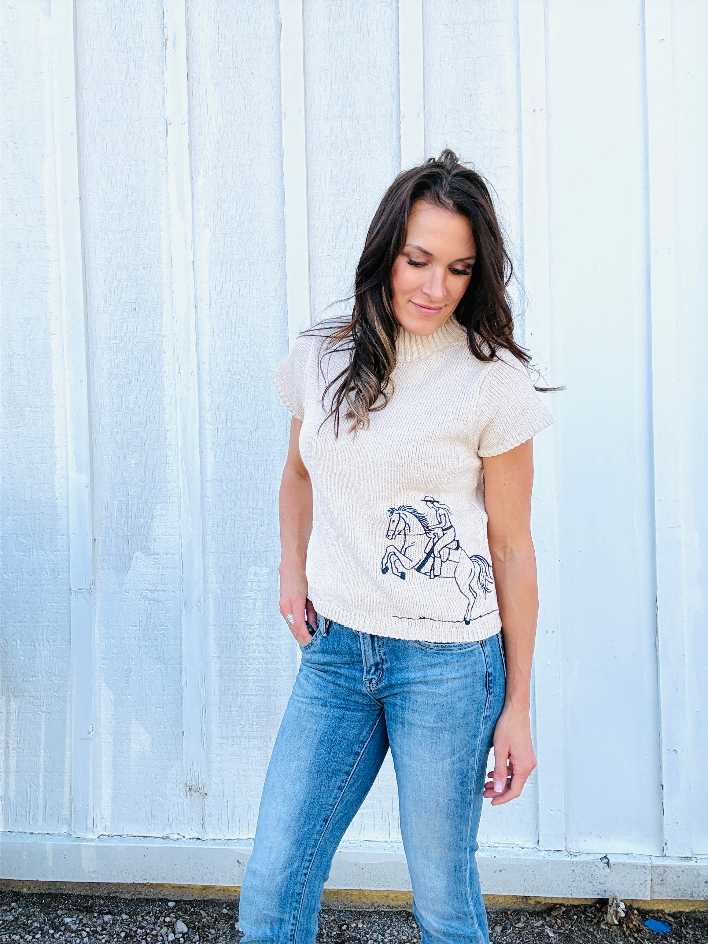 Cowgirl Mock Neck SS Sweater