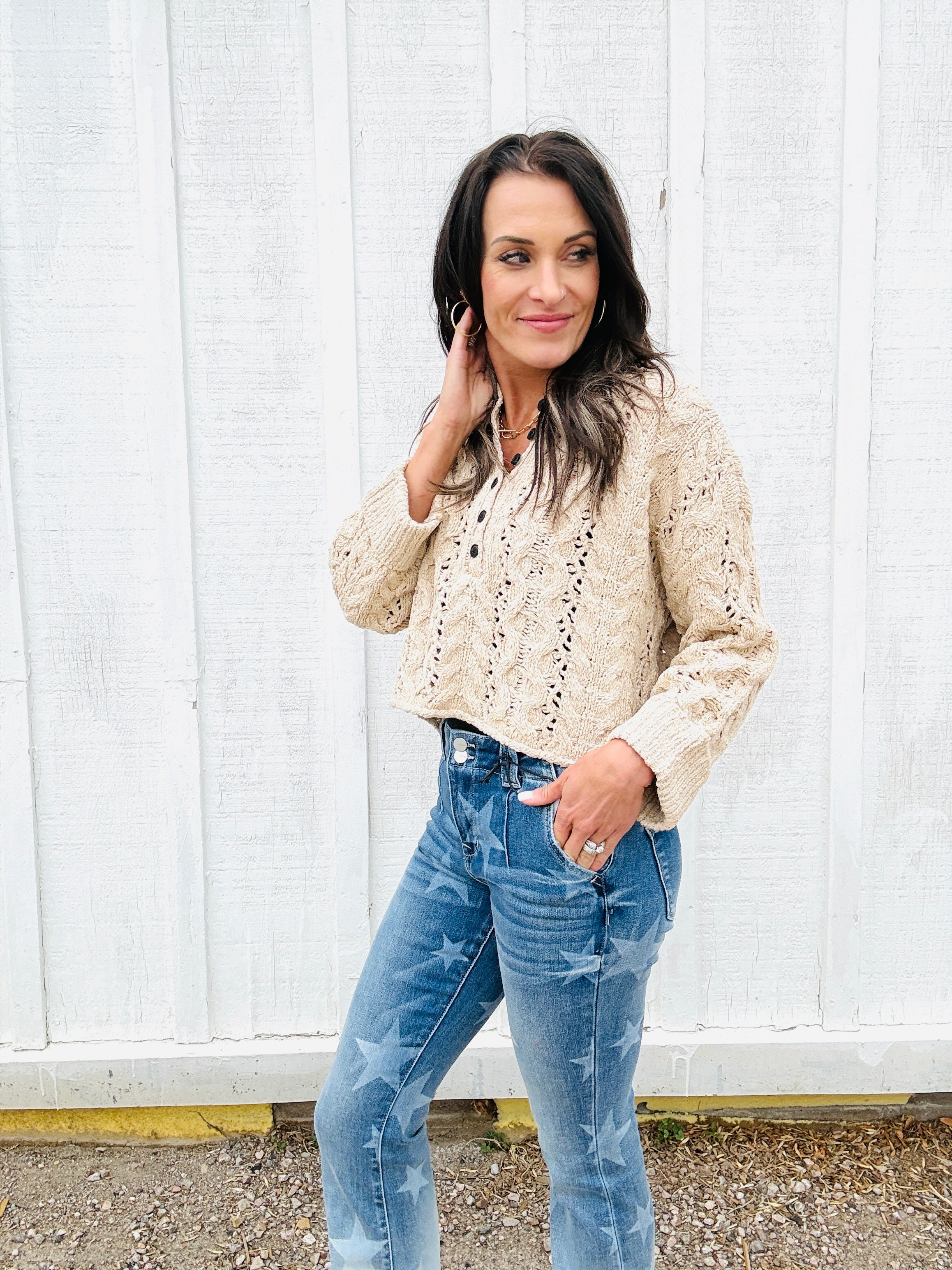 Cropped Cable Cardi