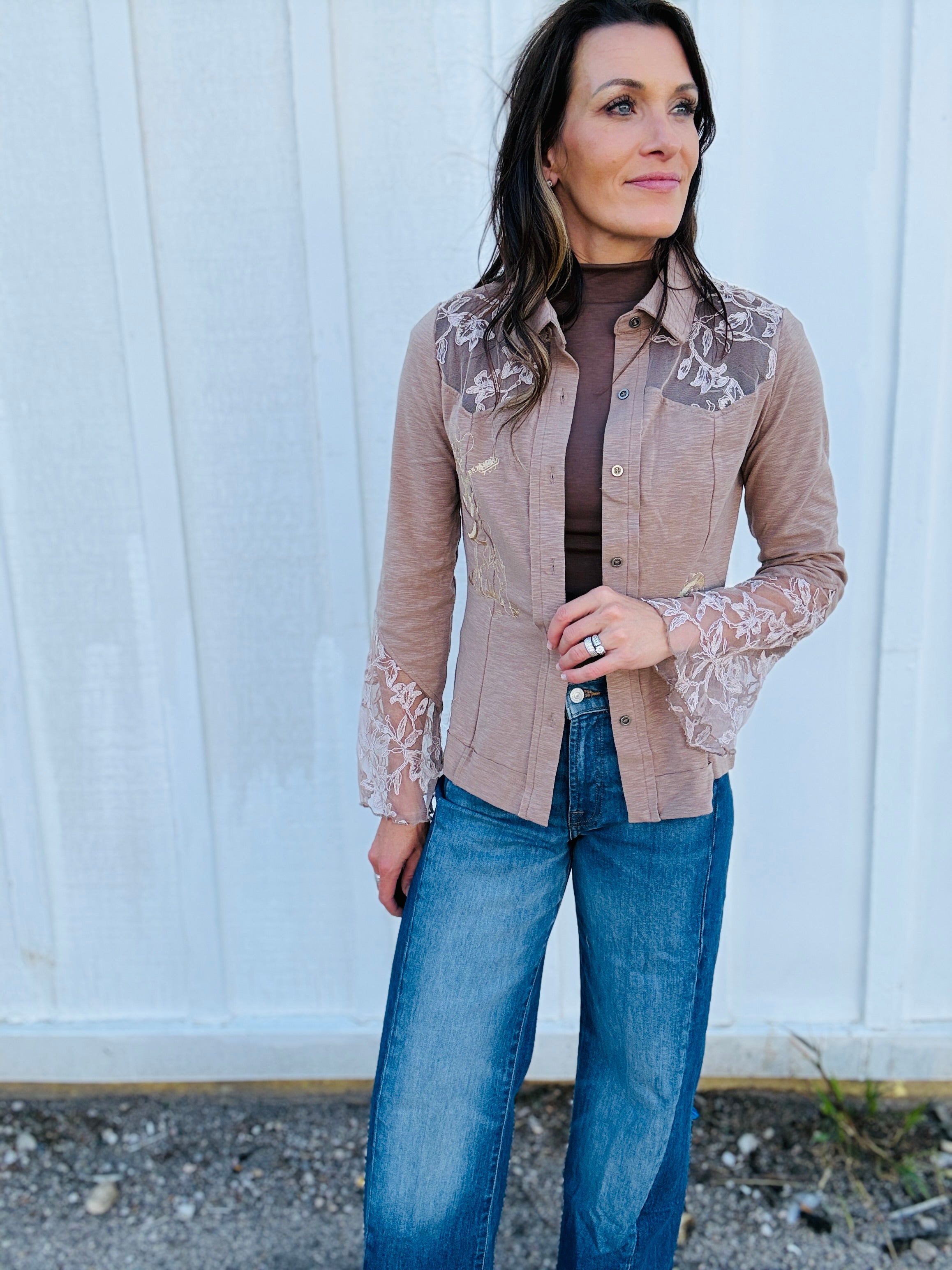 Western Spirit Lace Panel Top