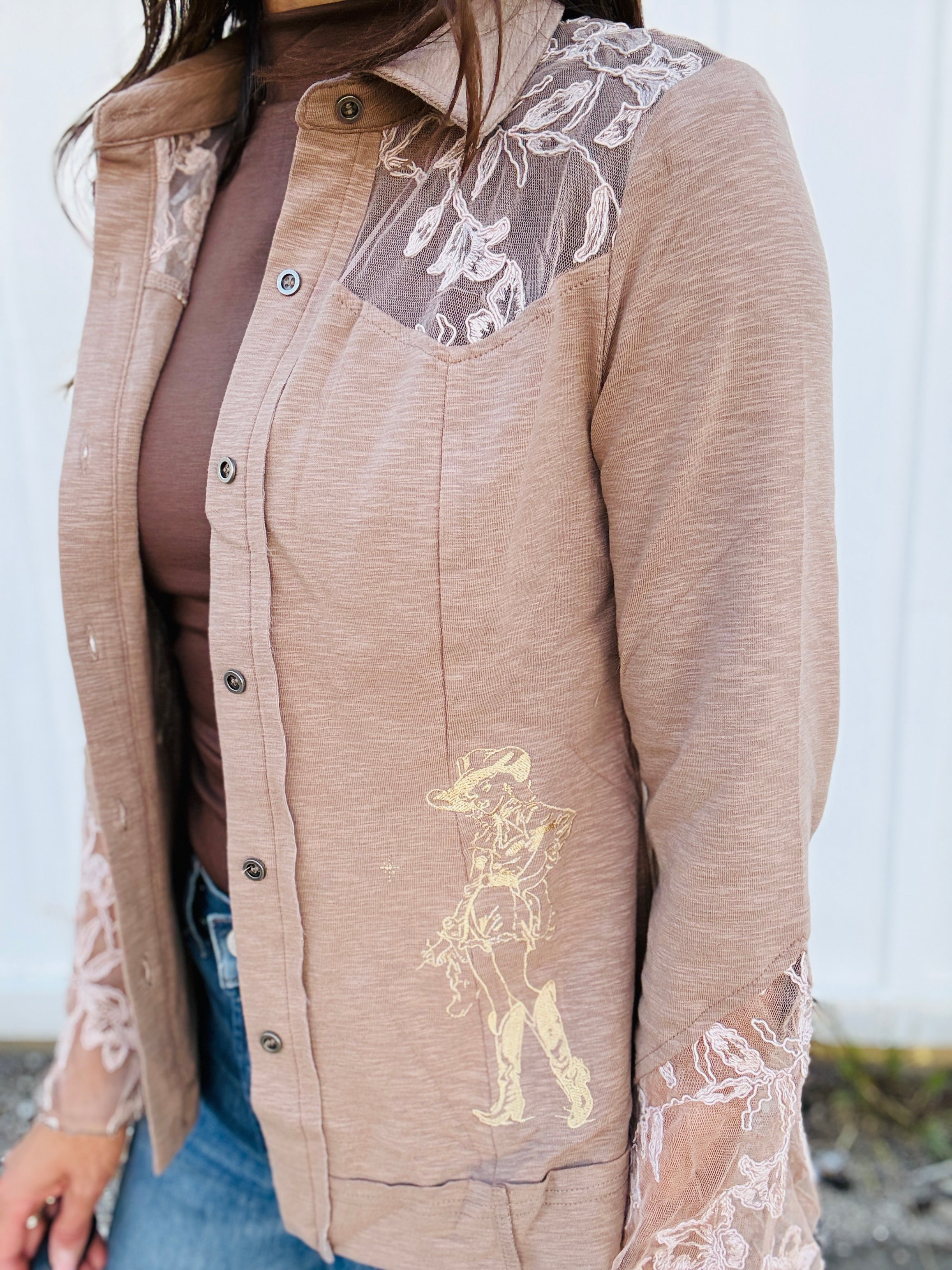 Western Spirit Lace Panel Top
