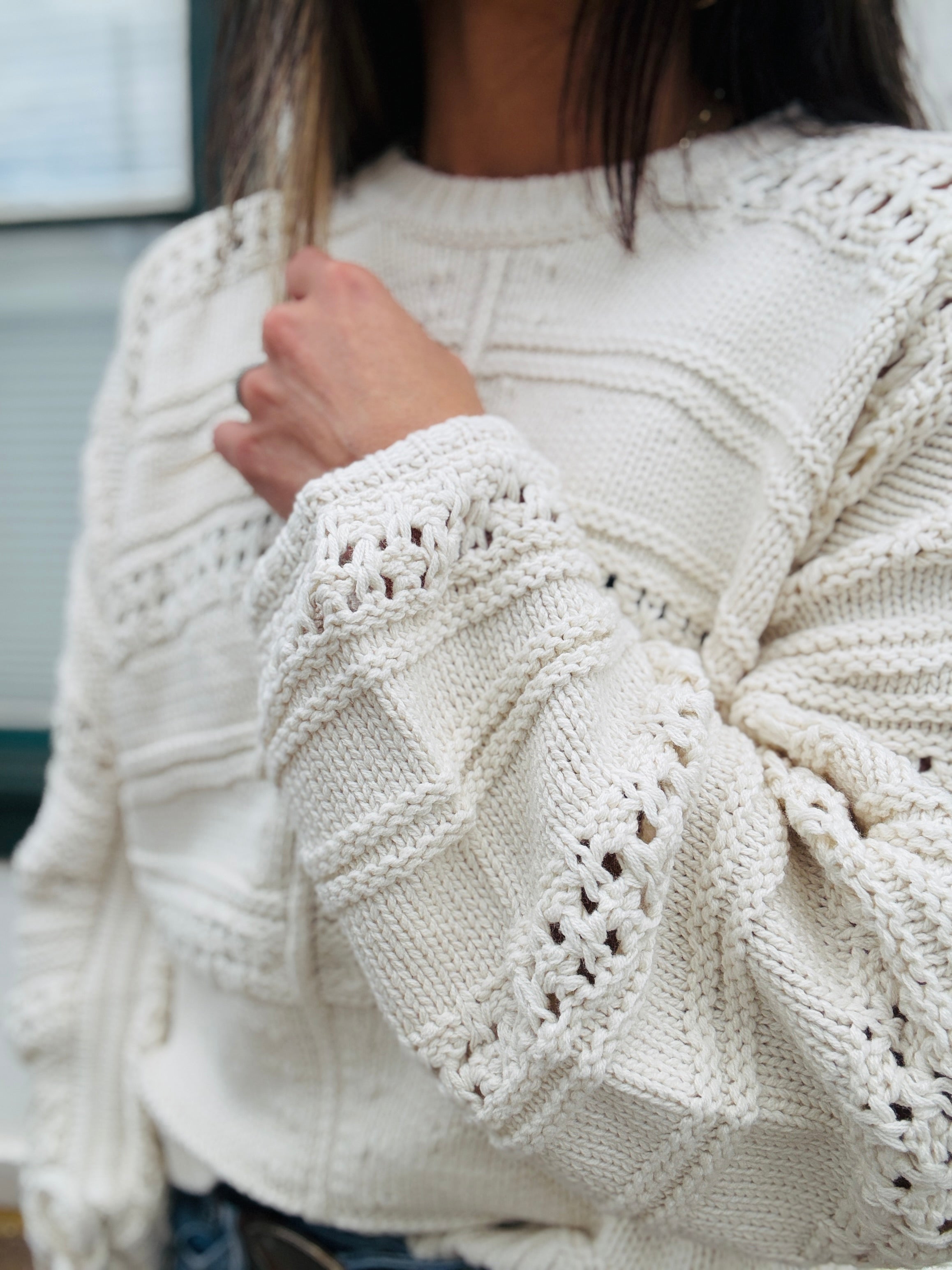 ELAN Camille Open-Knit Sweater