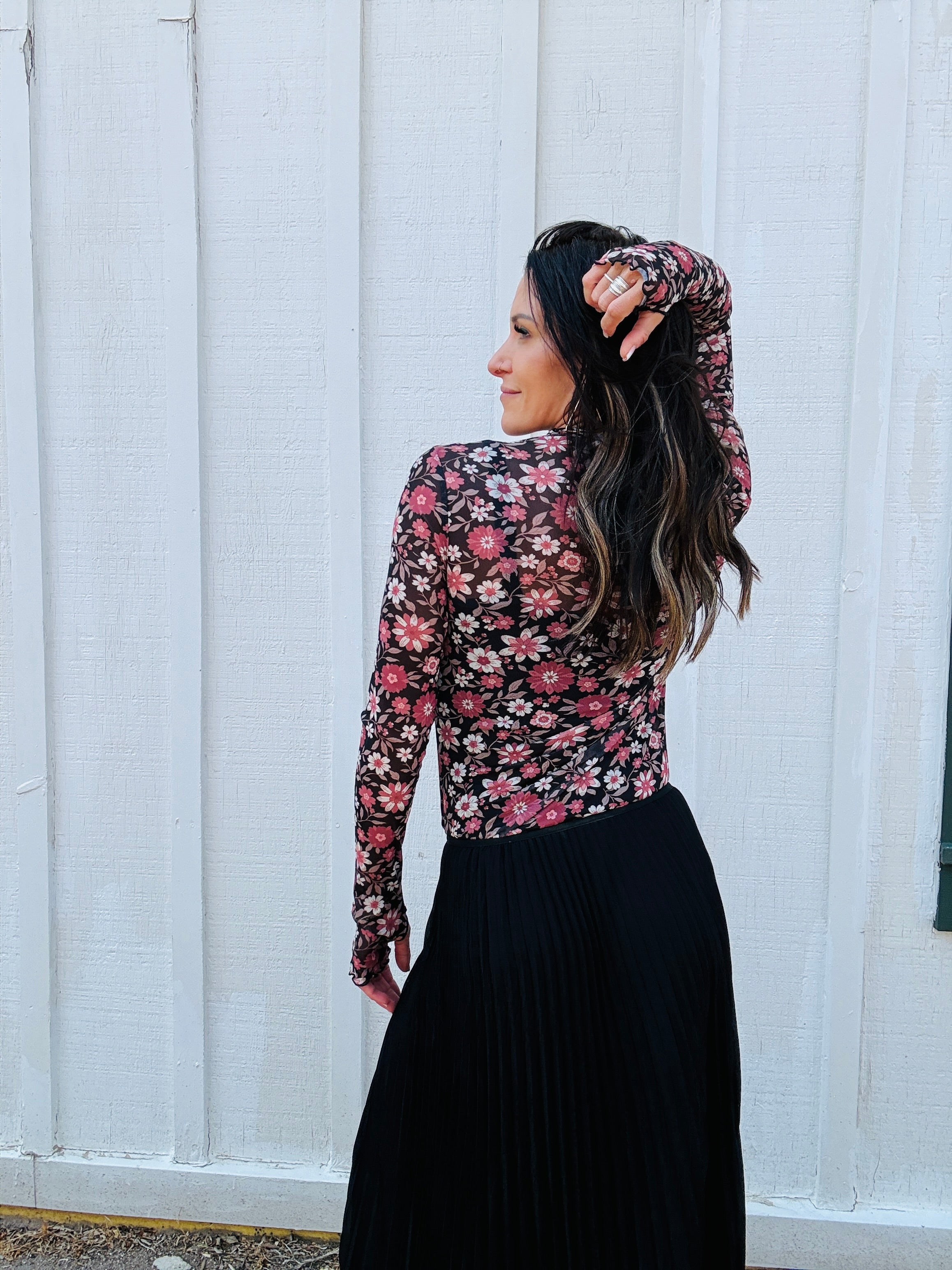 Floral Mesh Long Sleeve
