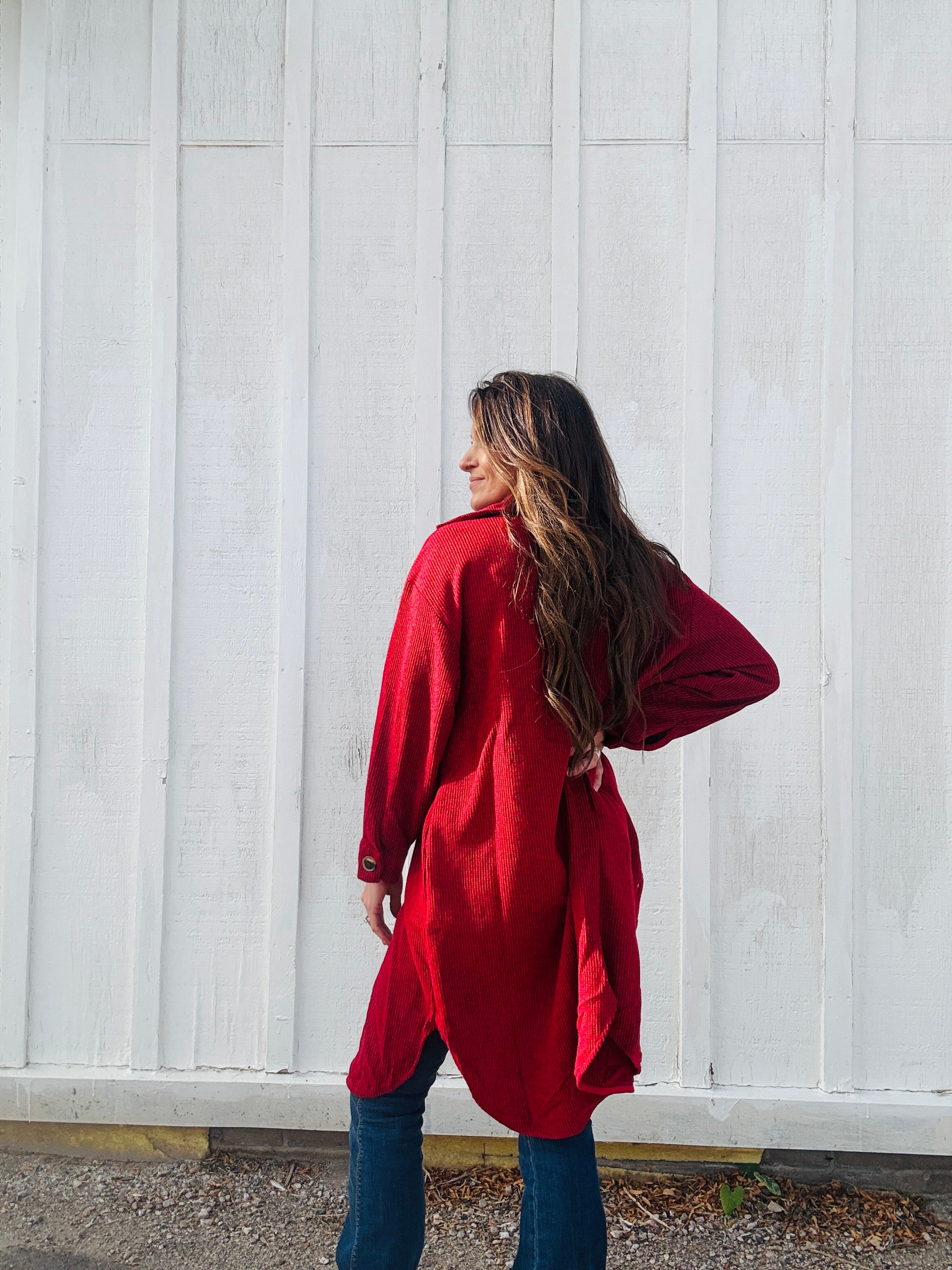 Long Brushed Waffle Jacket