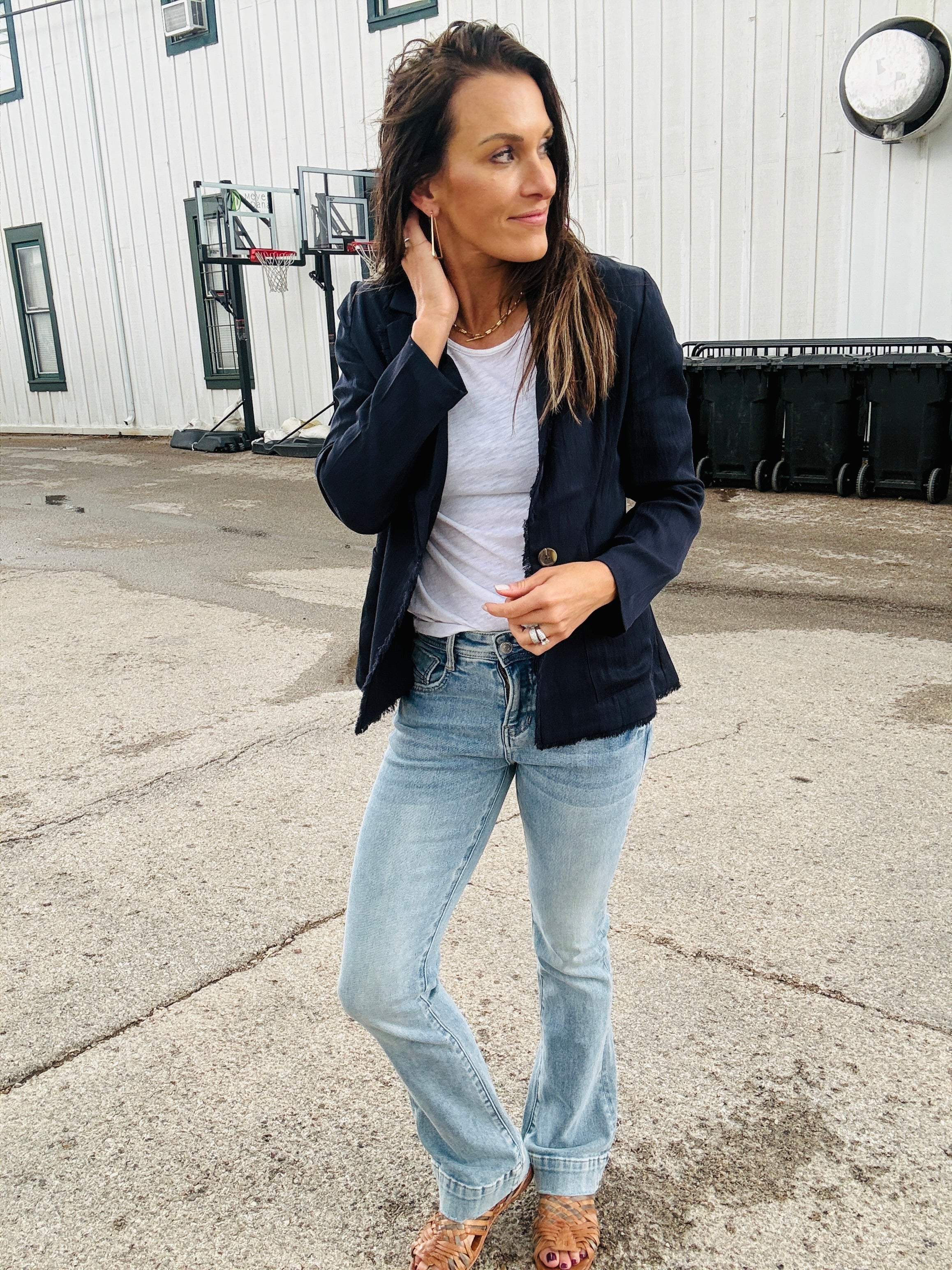 Elan Fringe Hem Blazer