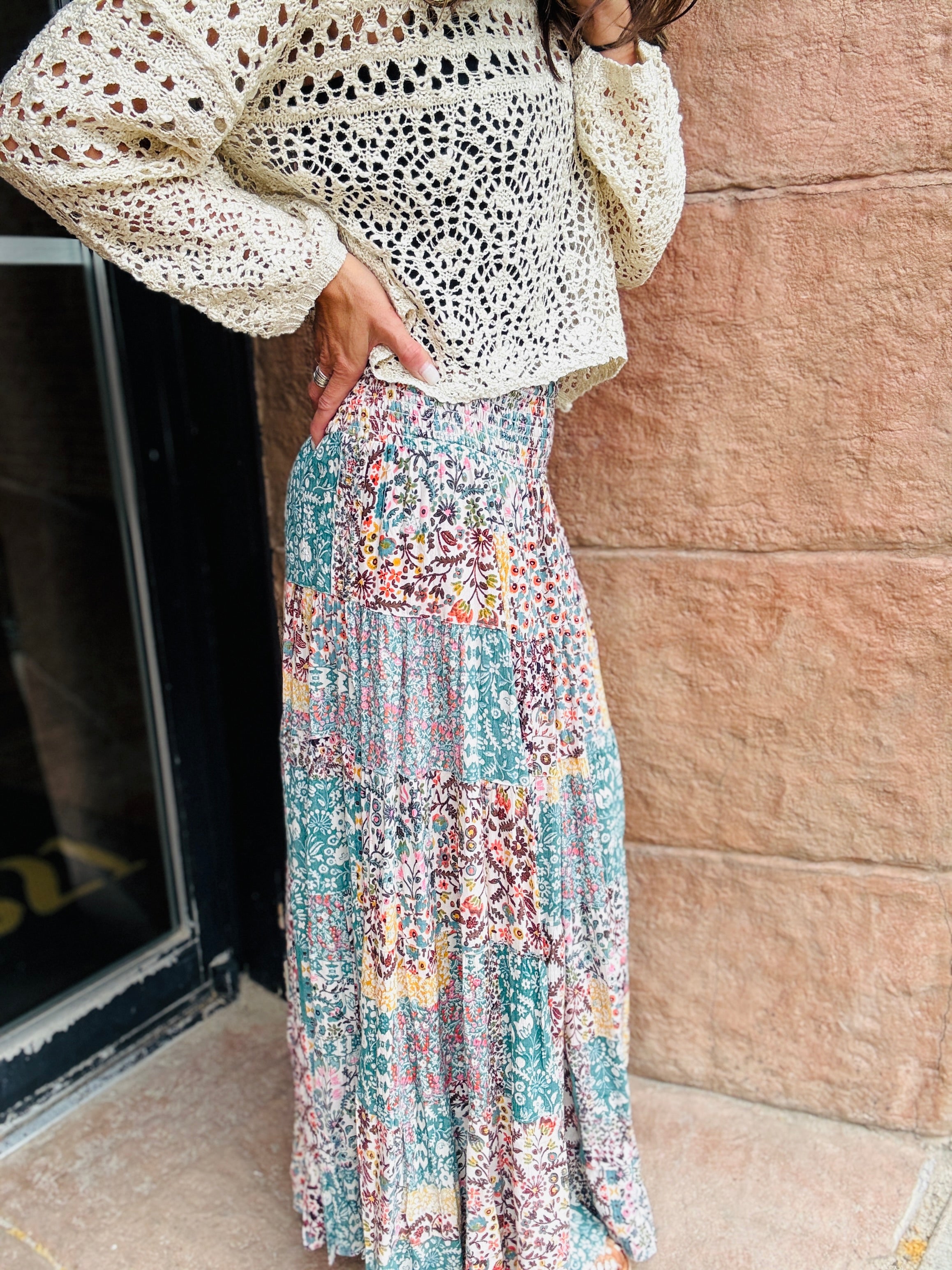 Patchwork Tiered Skirt