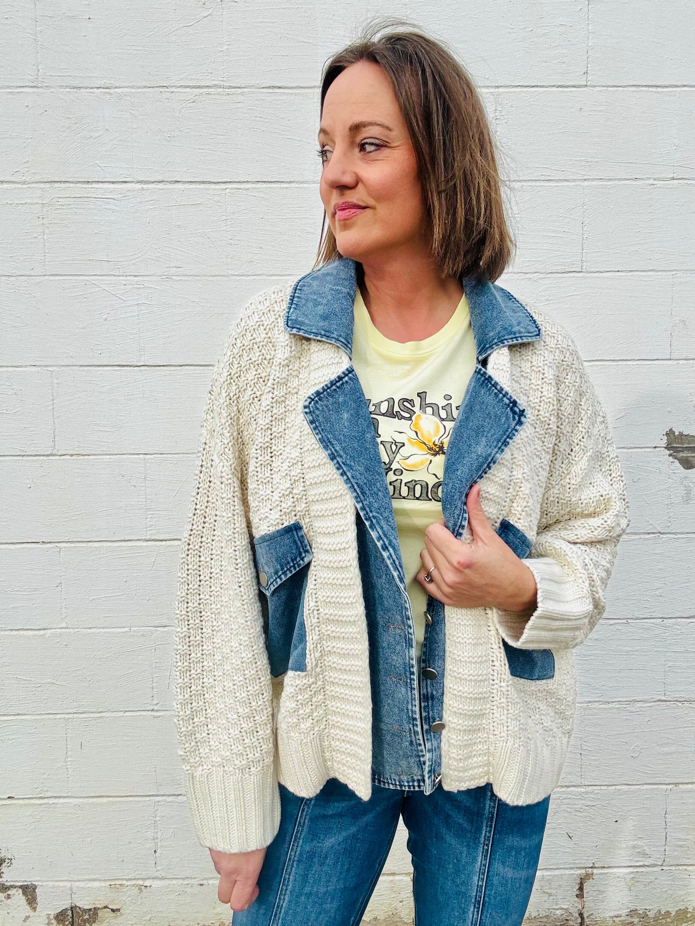Cable & Denim Cardigan