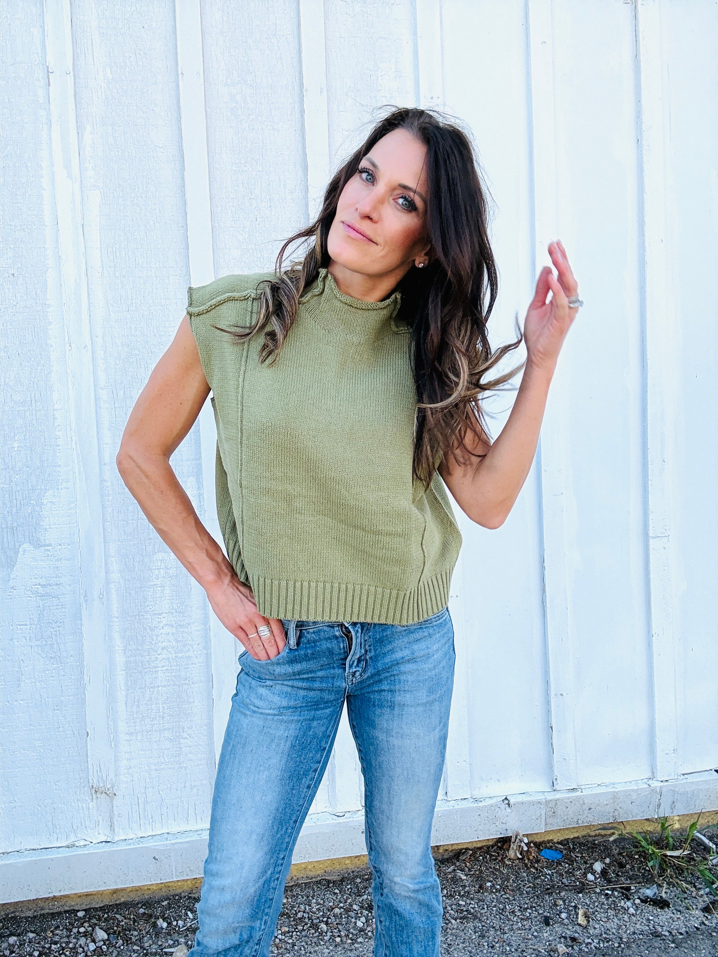 Meg Exposed Seam Sleeveless Sweater