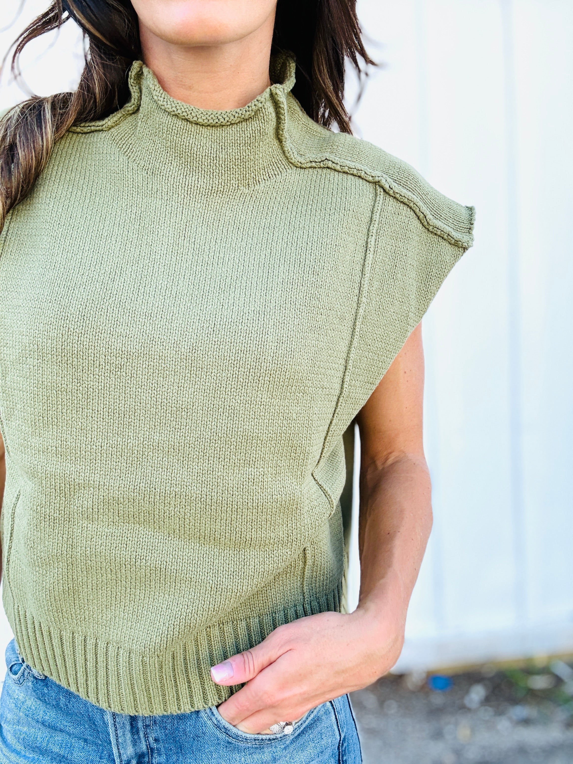 Meg Exposed Seam Sleeveless Sweater